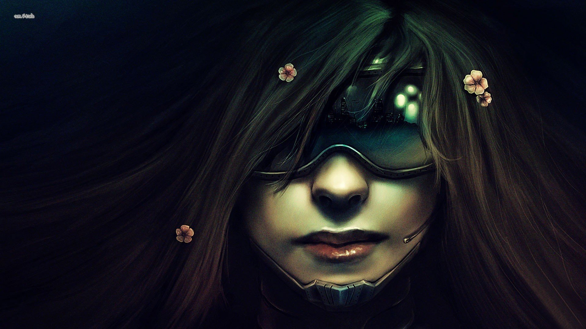 cyberpunk girl face sunglasses