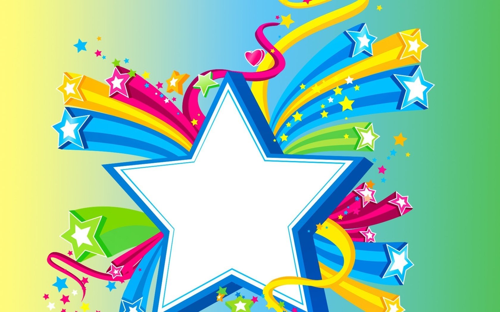 A white star with splashes of smaller stars