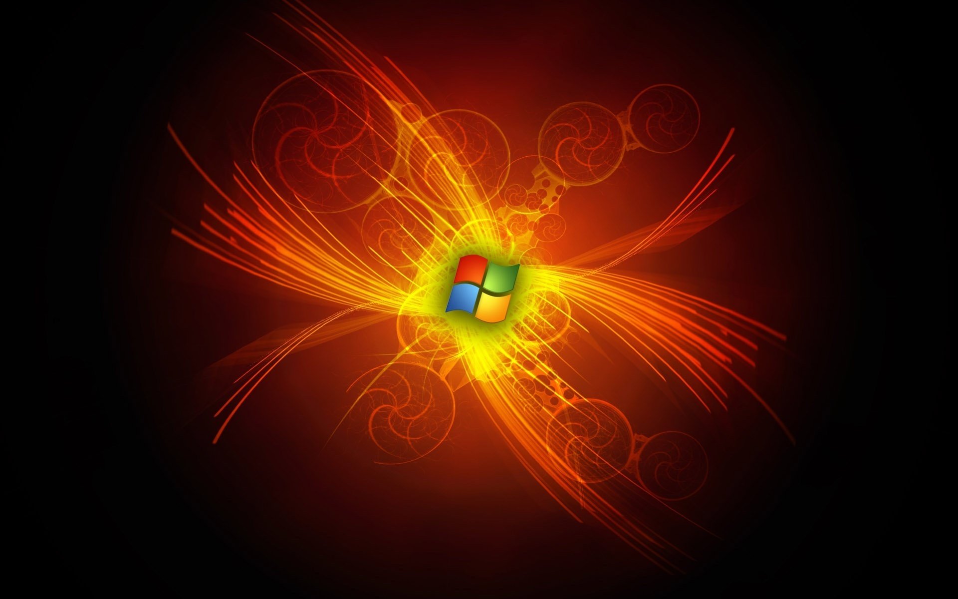 Microsoft logo with fire rays