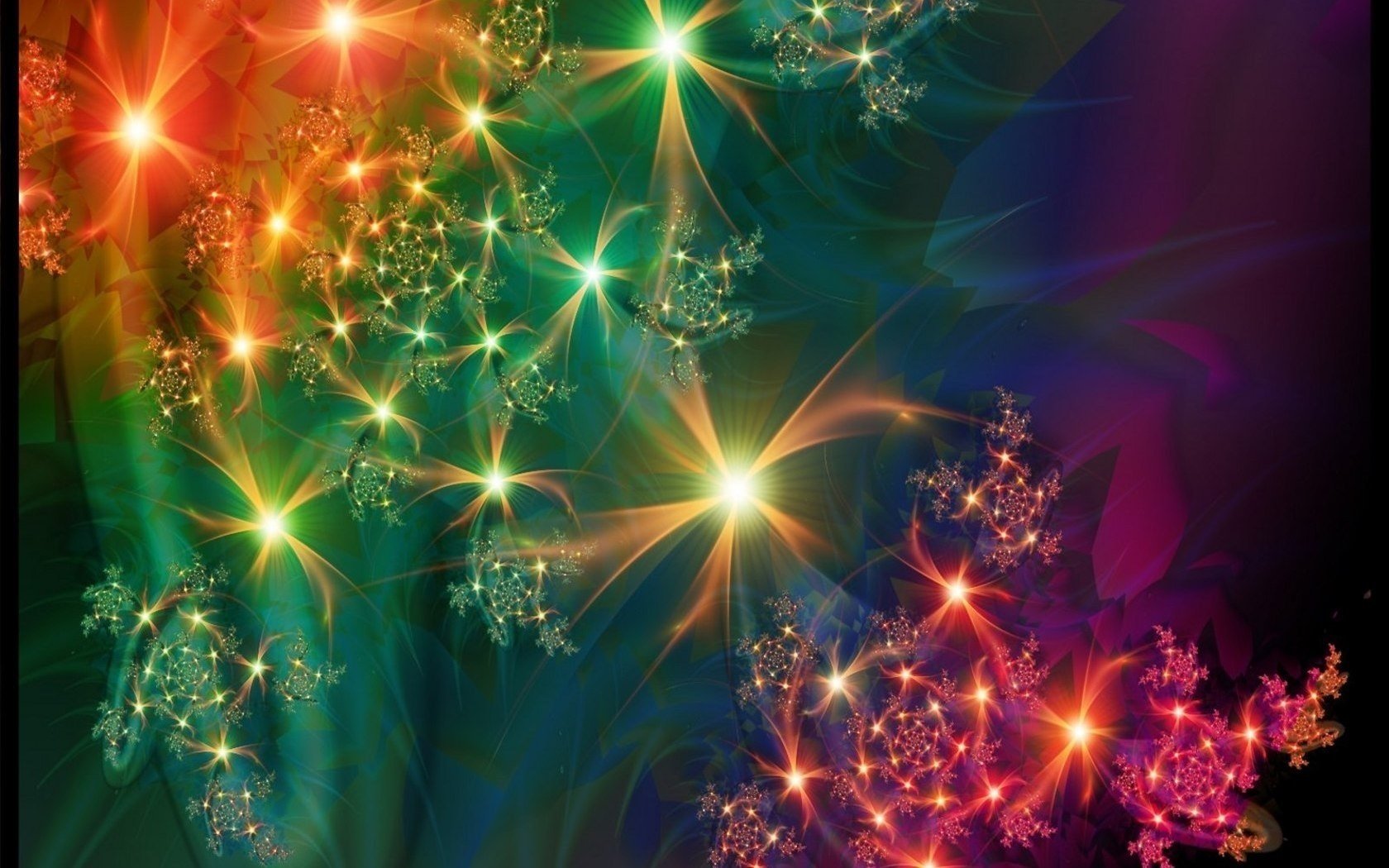 Fantasy background with stones and starlight of different colors