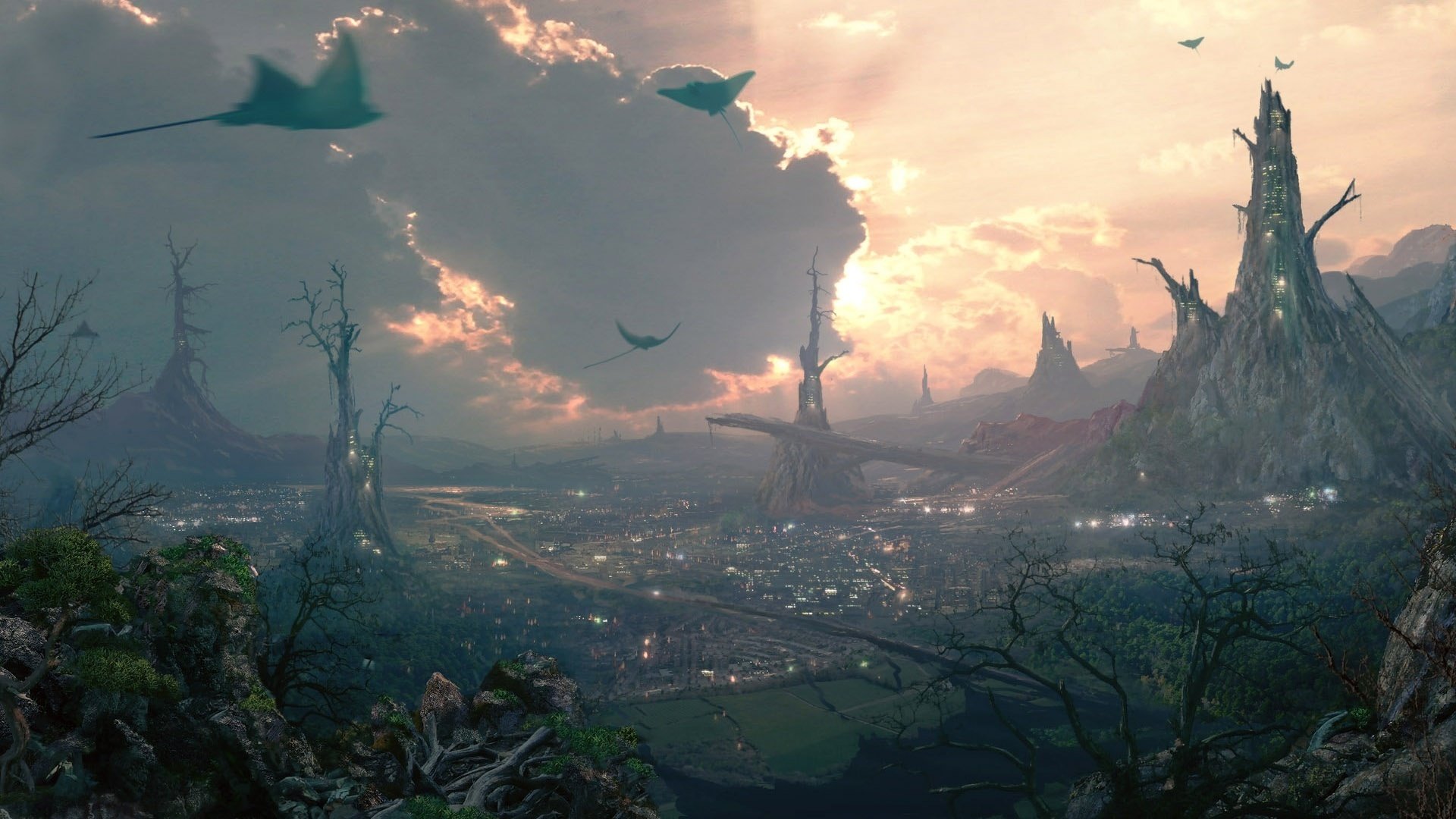 A fabulous city in the sunset