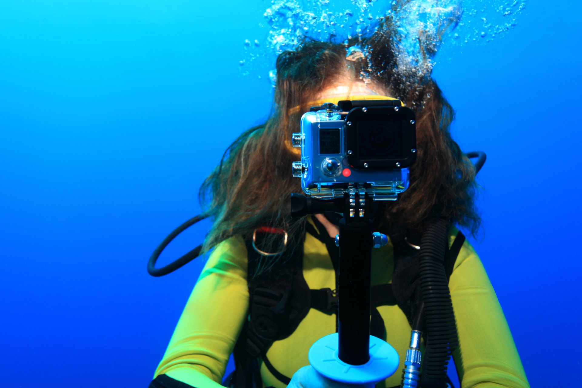 digital camera diving woman