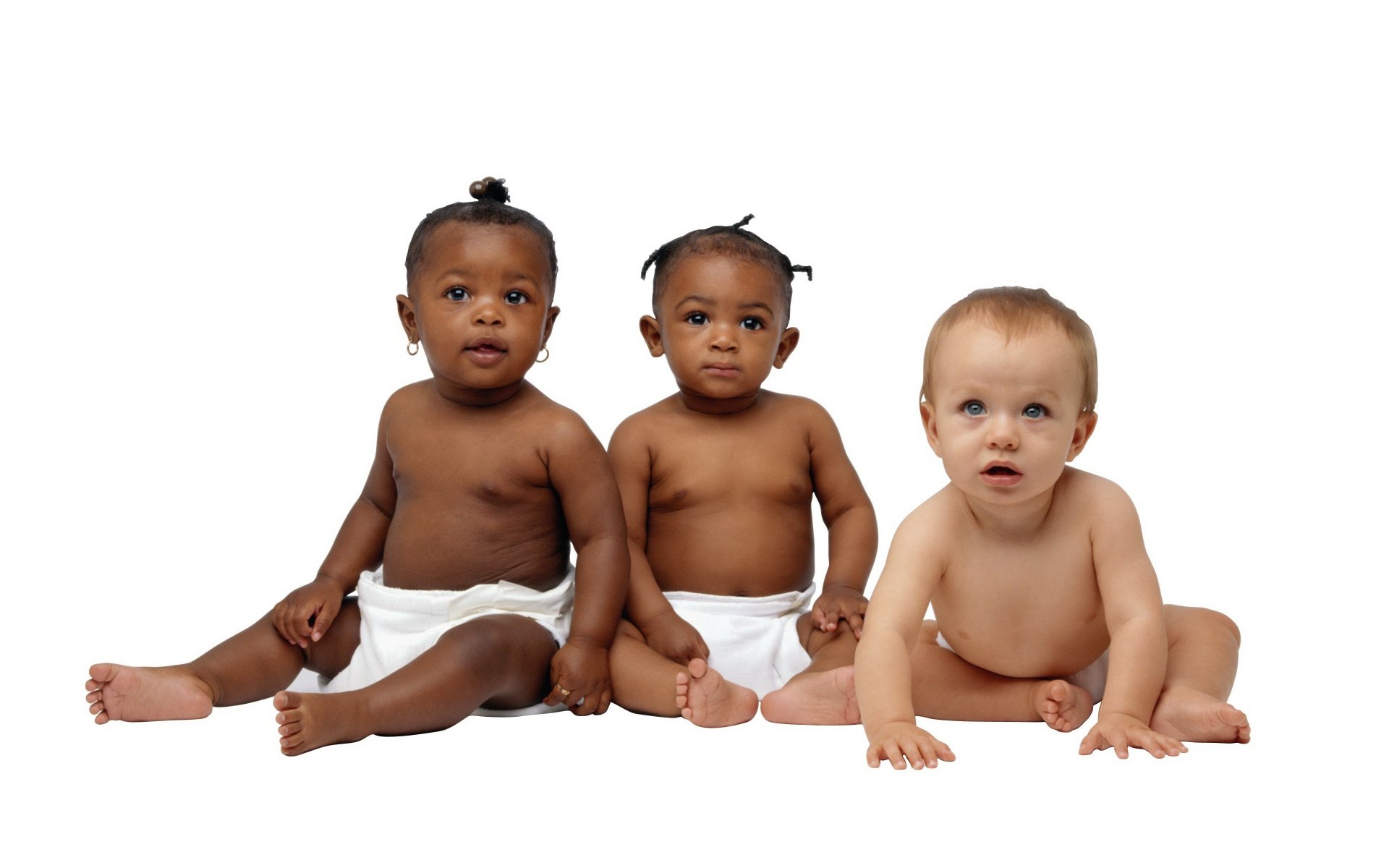 Children of different races, light and dark-skinned