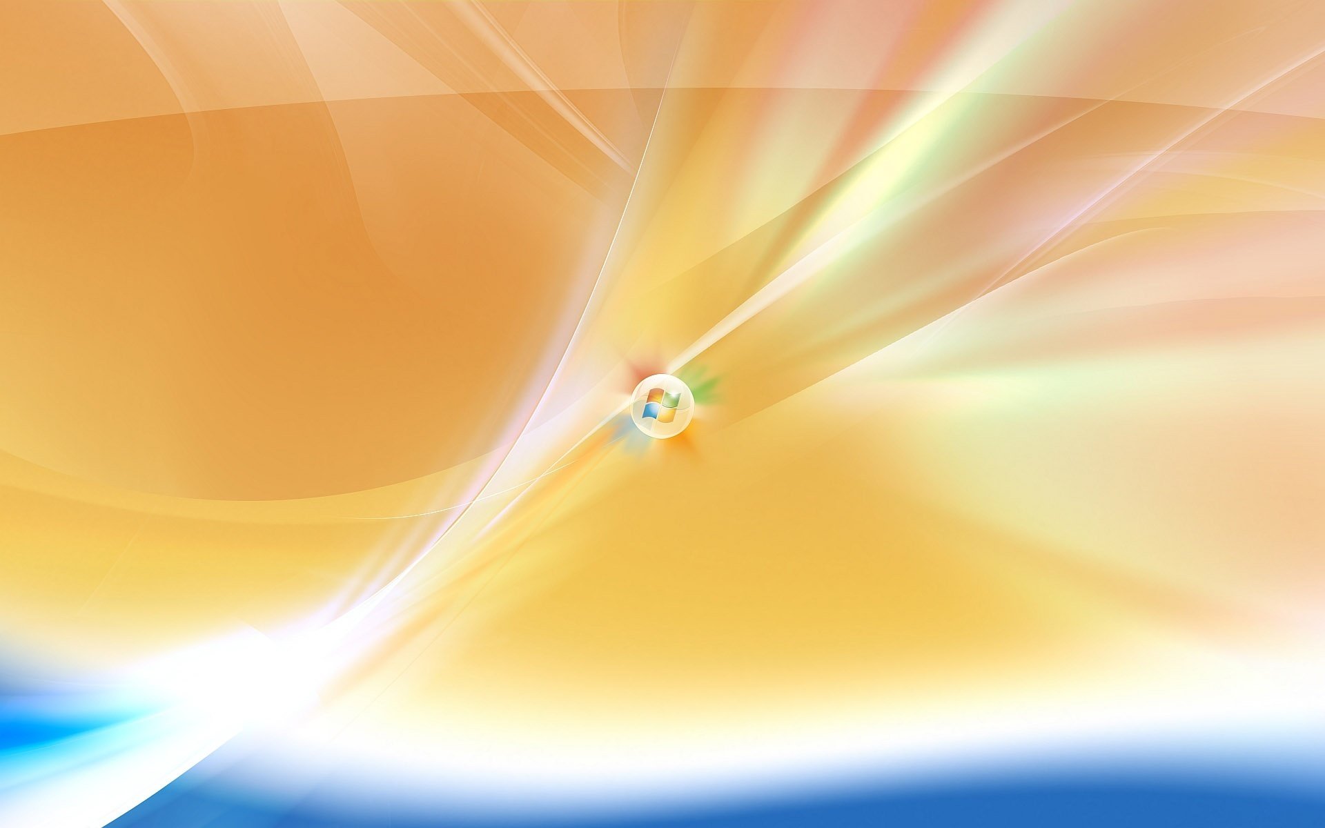 Windows logo on a background of golden rays