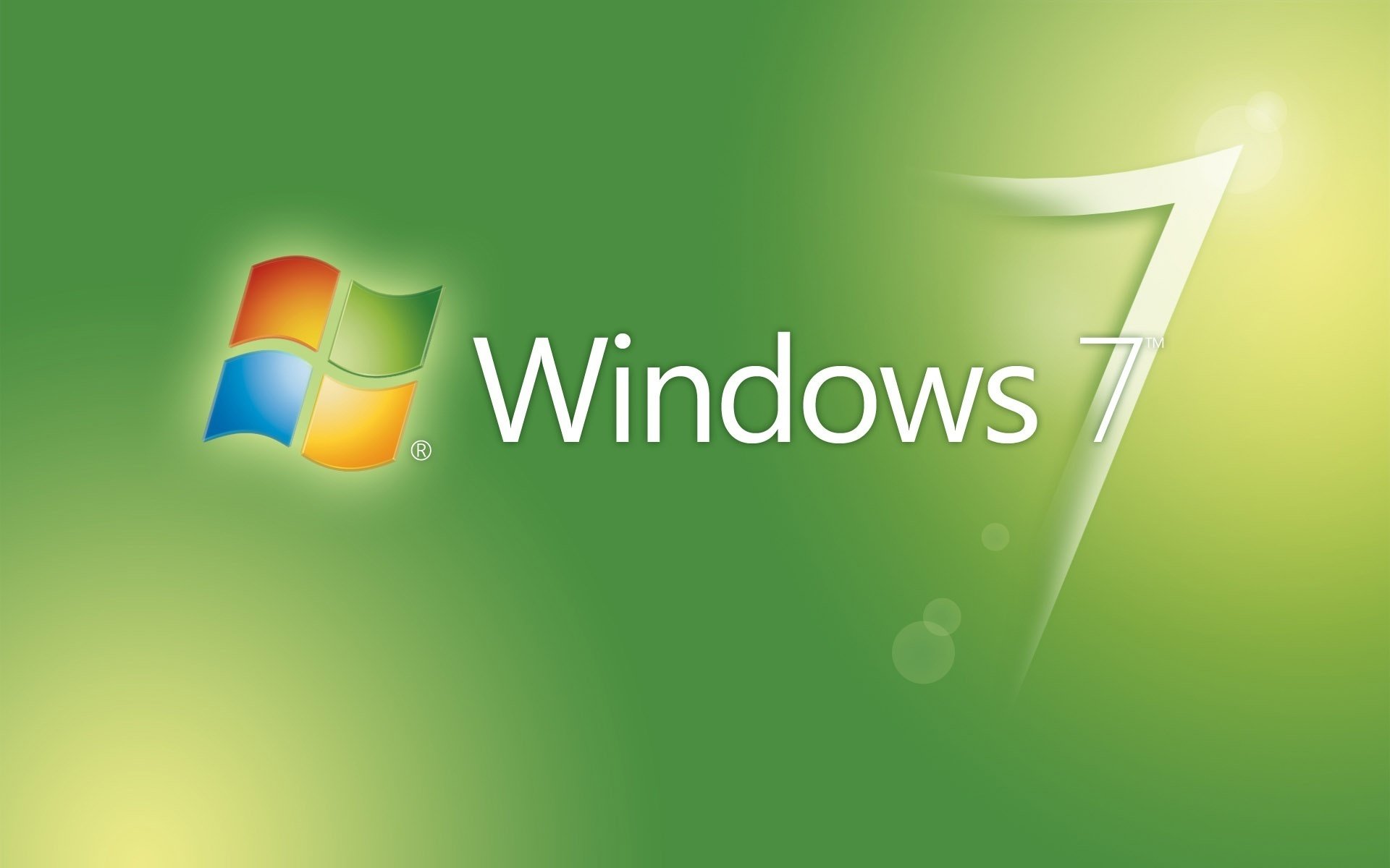 Windows 7 on a green background