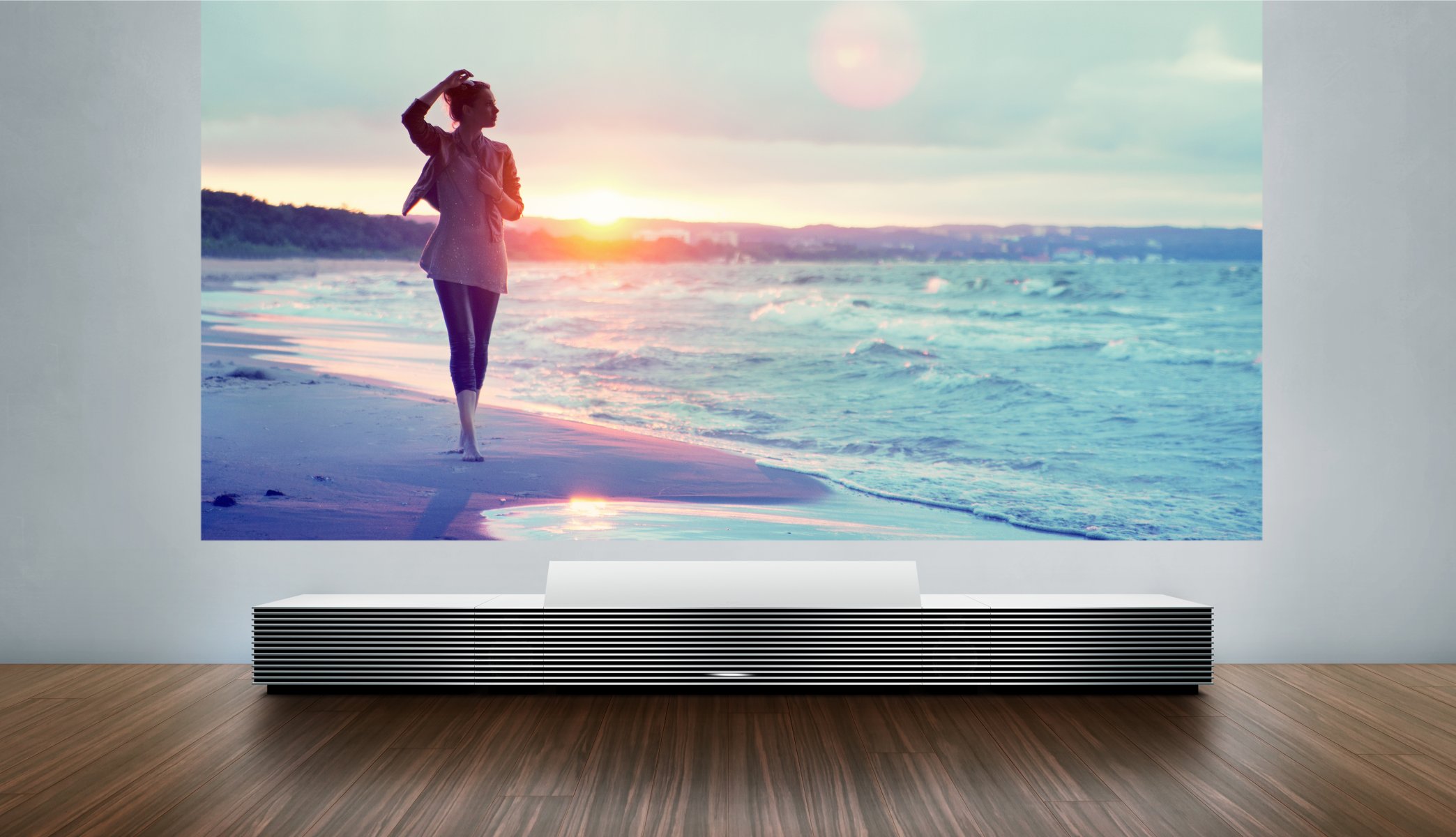 sony lspx-w1 projector girl sunset hi-tech hq wallpaper