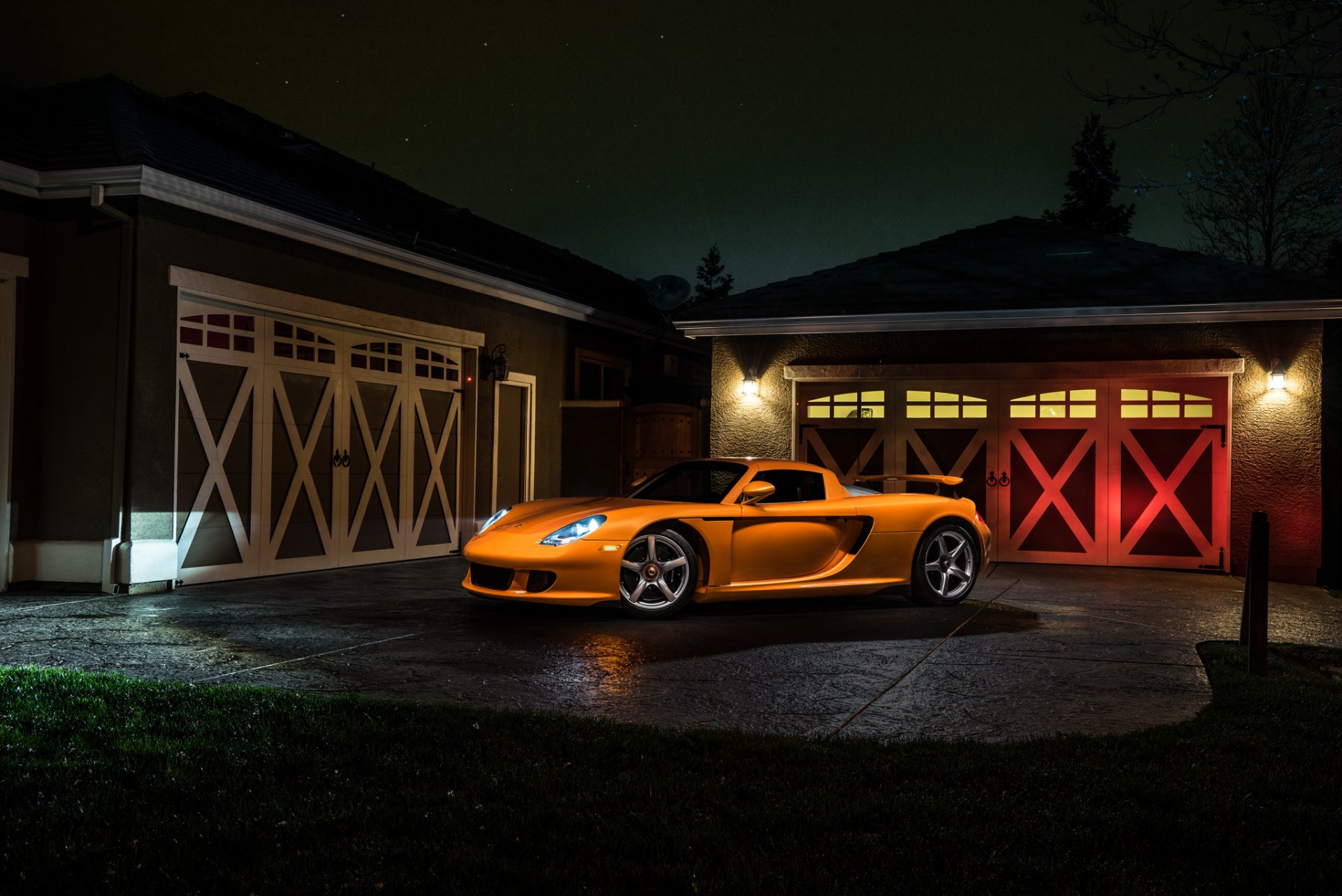 porsche carrera gt arancio borealis exotic supercar orange ligth nigth front