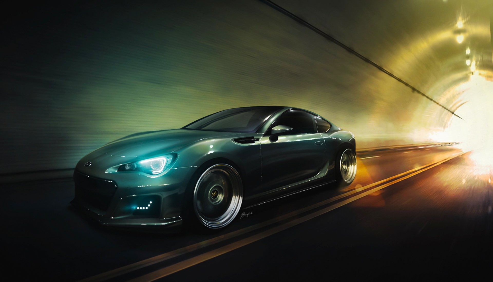 subaru brz stance sport car low wheels light speed by marcin borycki
