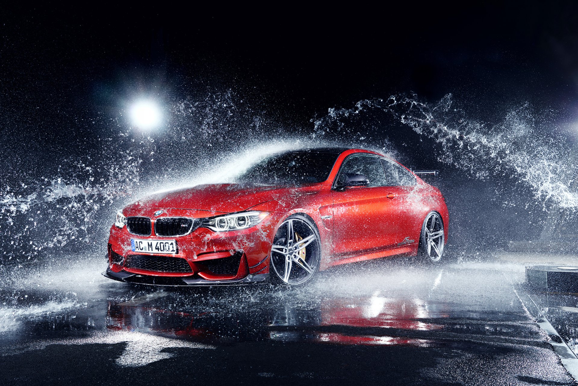 bmw m4 coupe f82 by ac-schnitzer export version spray water droplets
