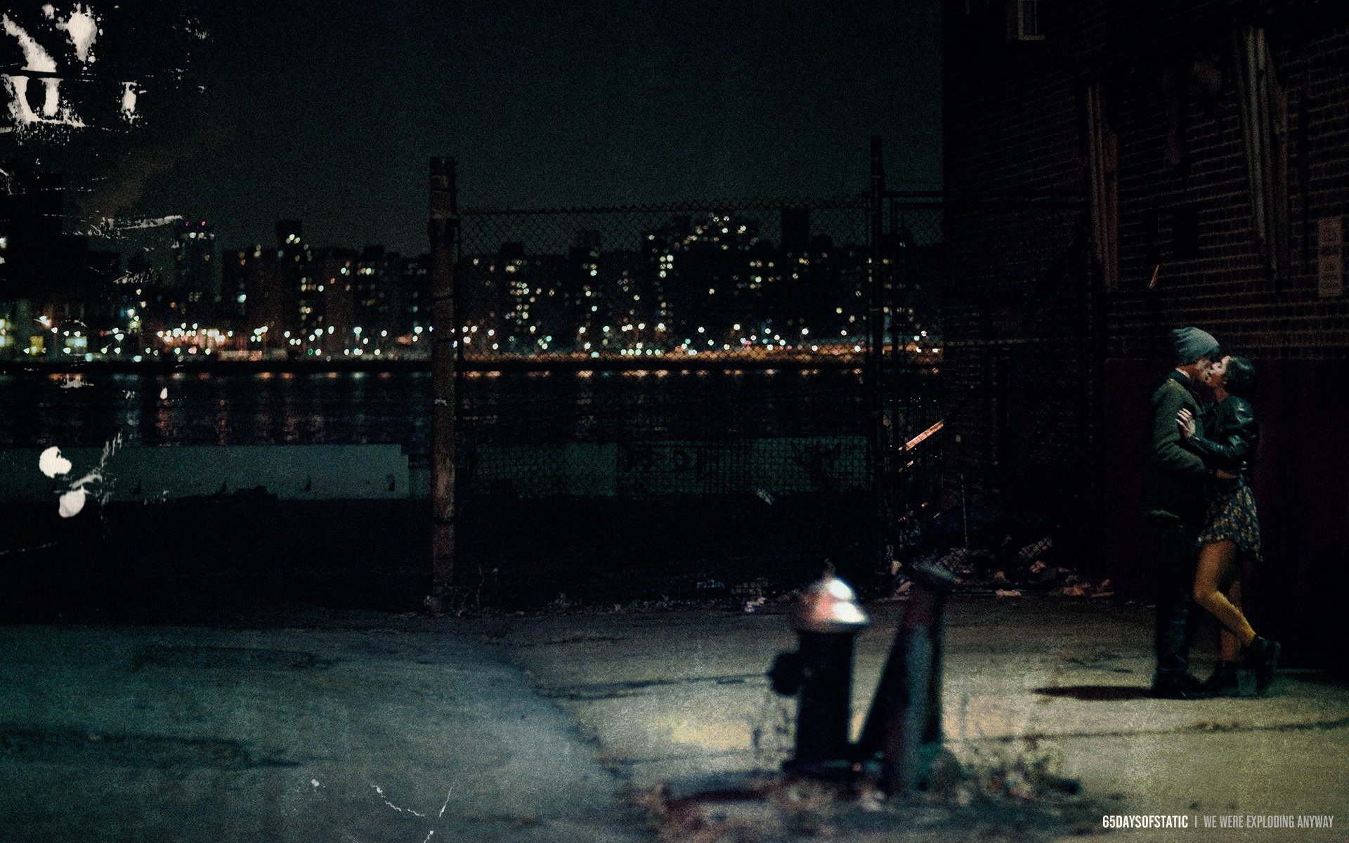 Passionate date on the background of night lights