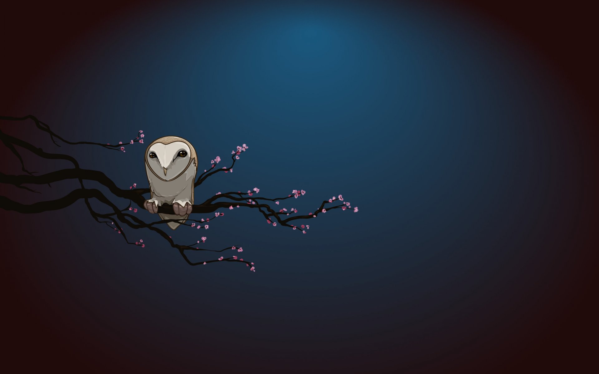 Owl on a dark background minimalistic drawing