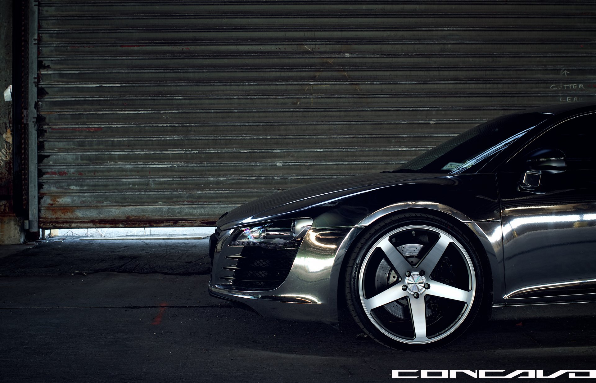 concavo wheels audi r8 chrome cw-5 matte black machined face bumper optics