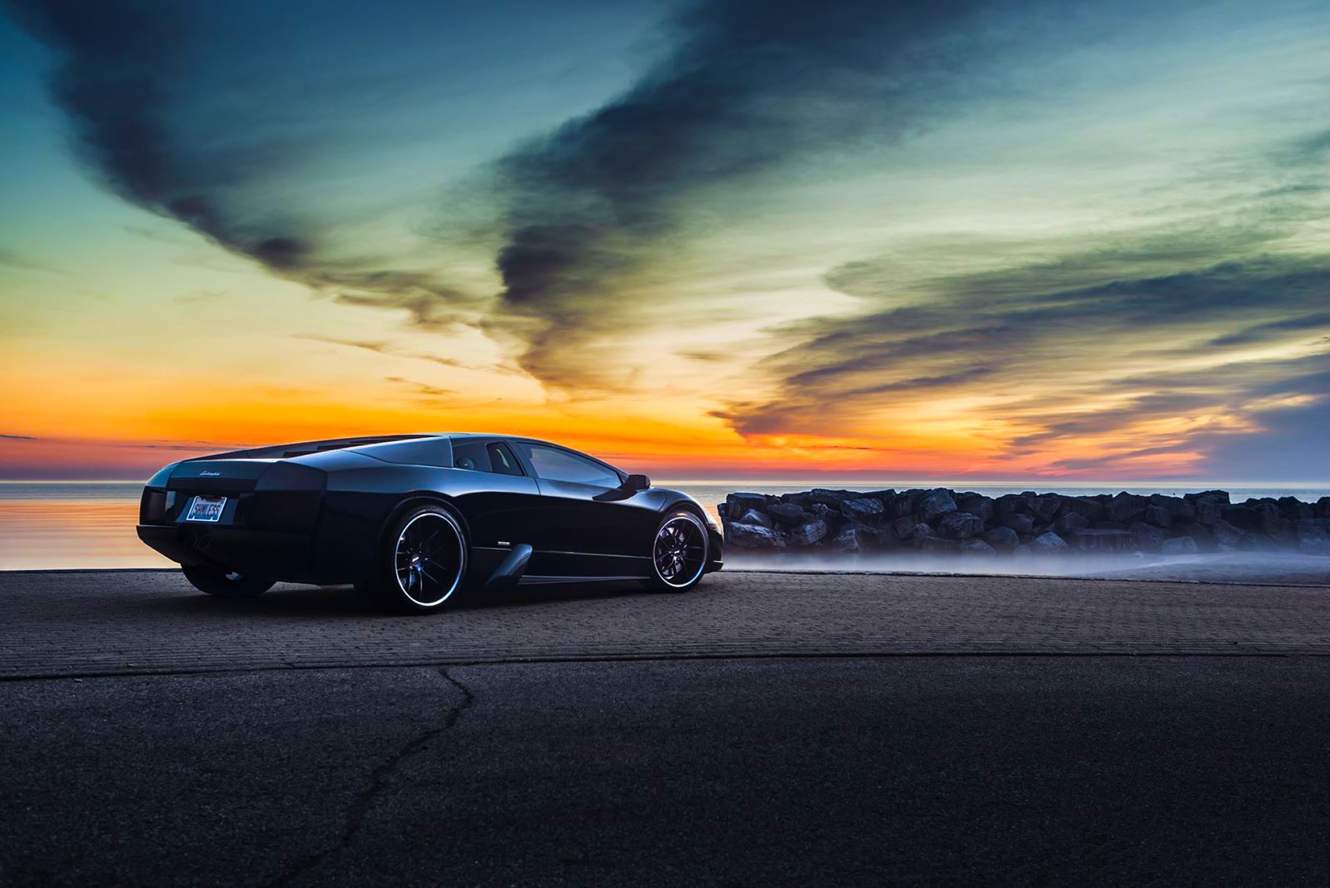 lamborghini murcielago lp640-4 v12 forged black rear sunrise