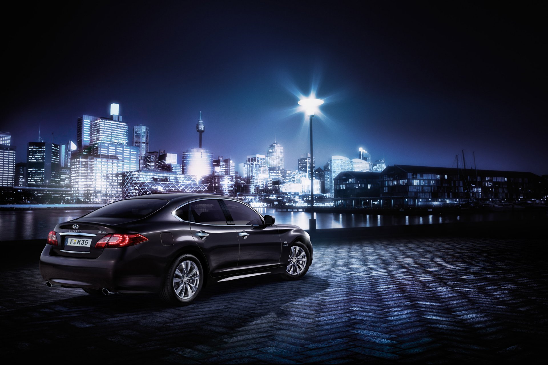 infiniti m35h hybrid business edition vehicles machine town night light buildings