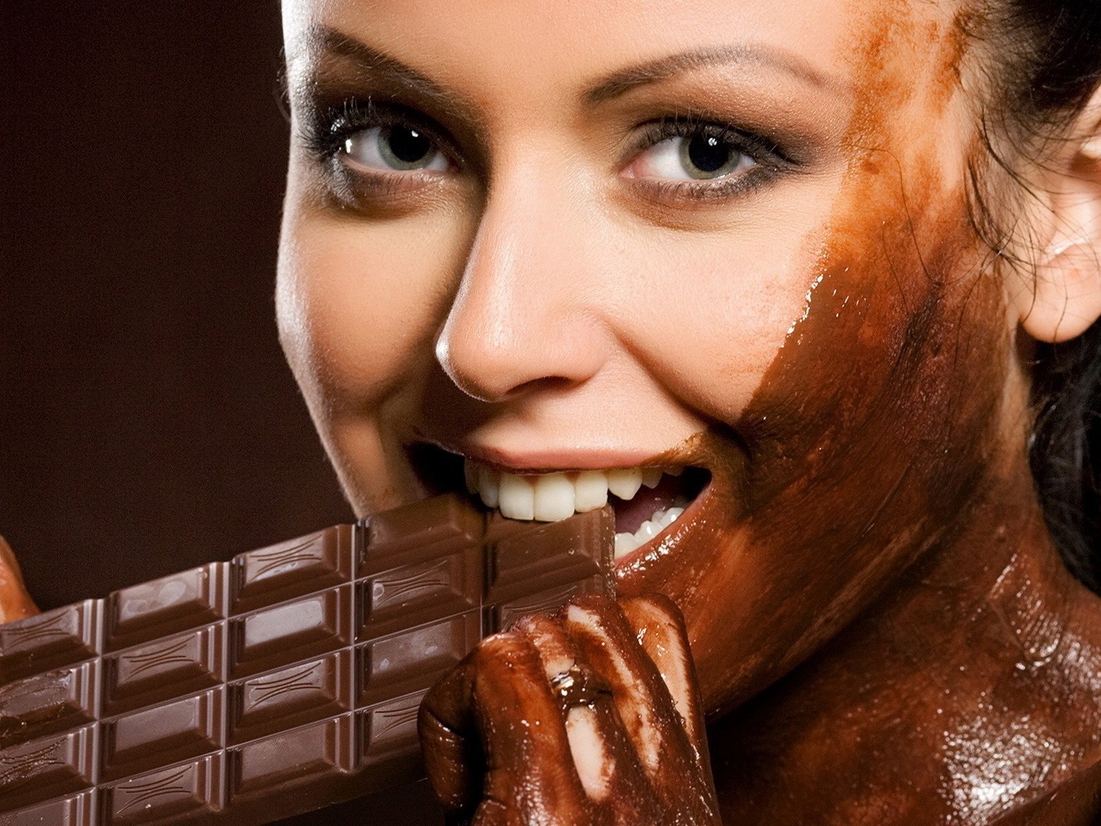 Portrait of a girl with chocolate