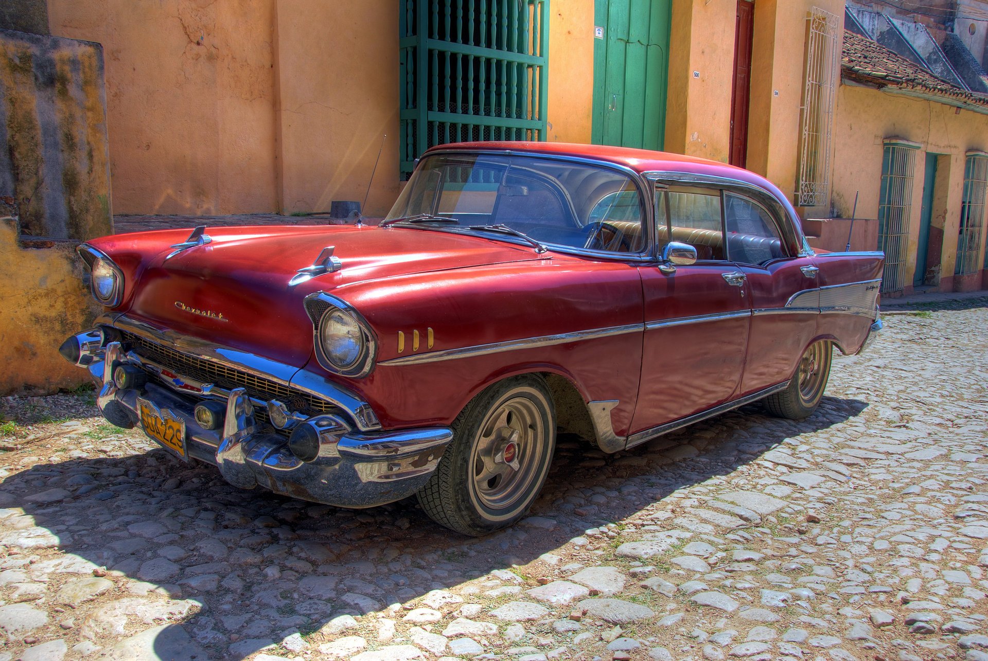 Old Chevrolet car in the old town in Cuba