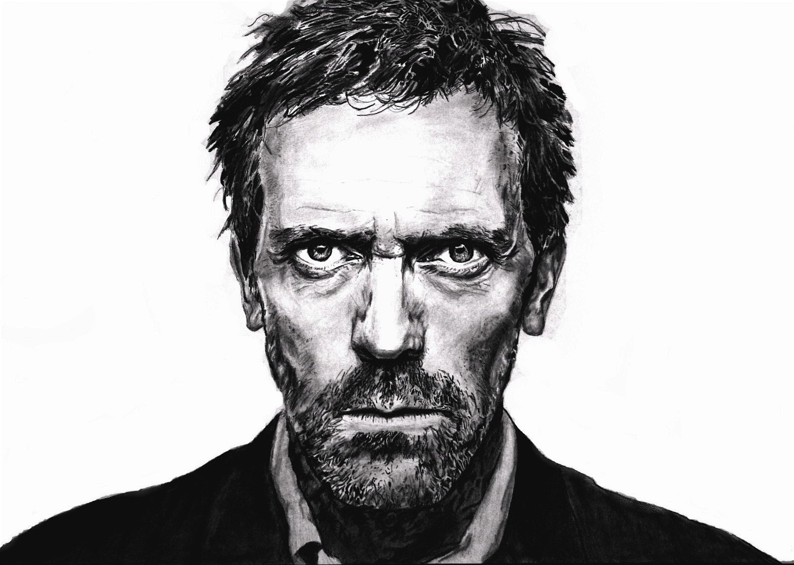 Black Portrait of Dr. House on a white background