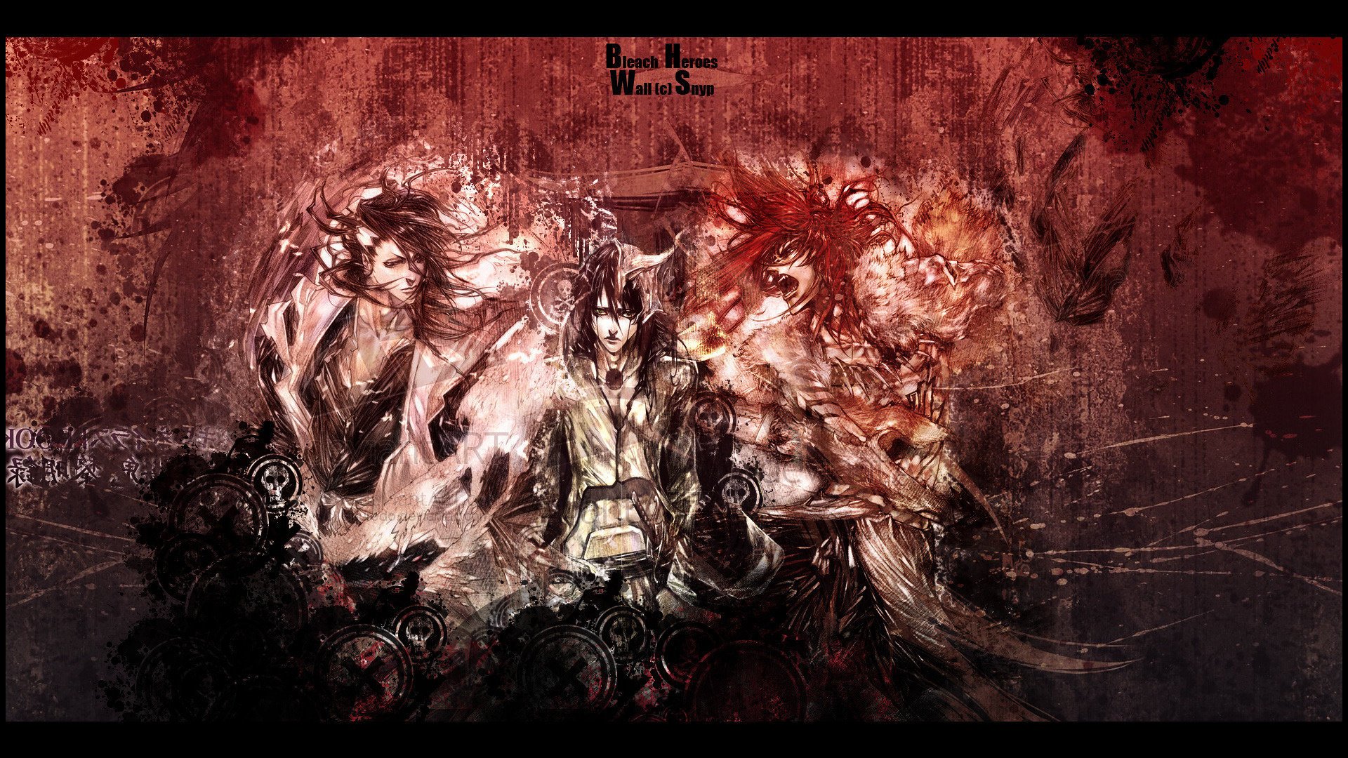 Three scary girls on a dark background