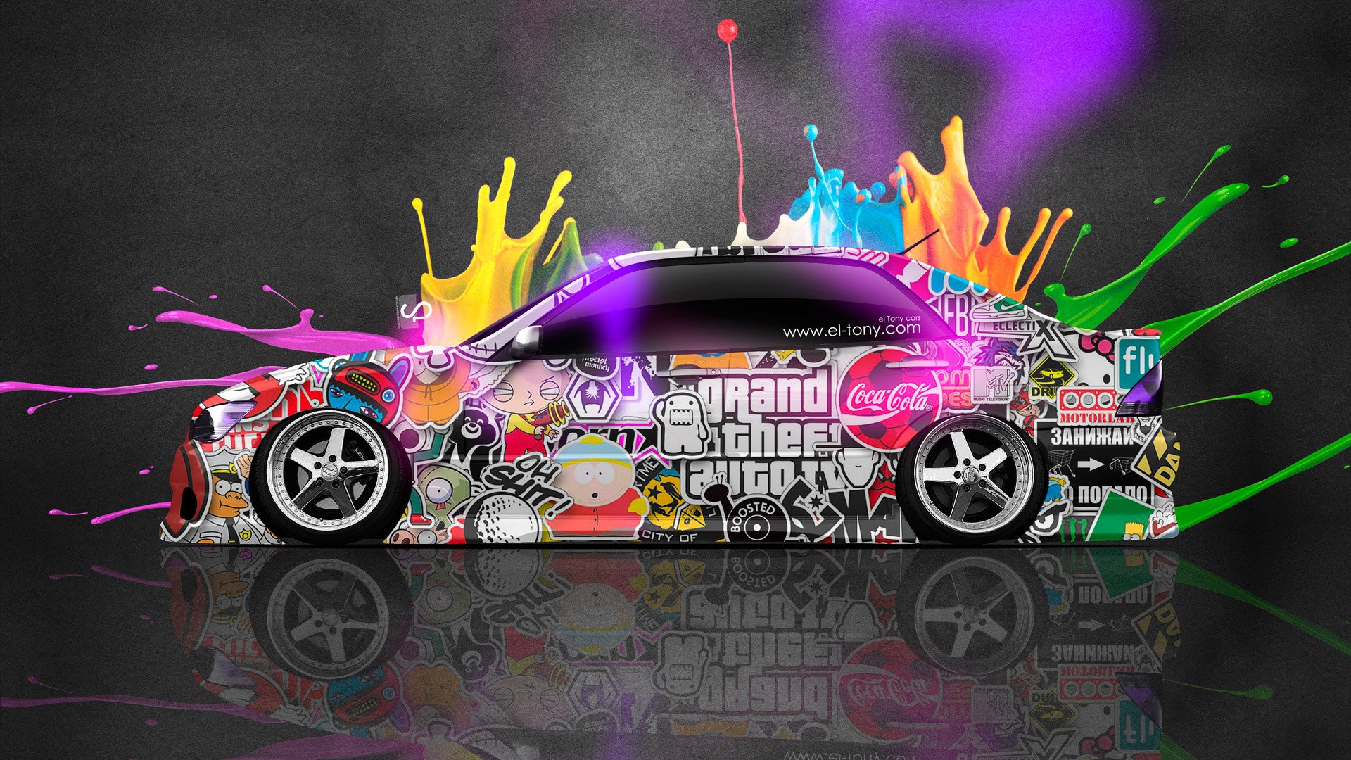 tony kokhan toyota altezza jdm side multicolors abstract neon el tony cars photoshop tony cohan paint brightness