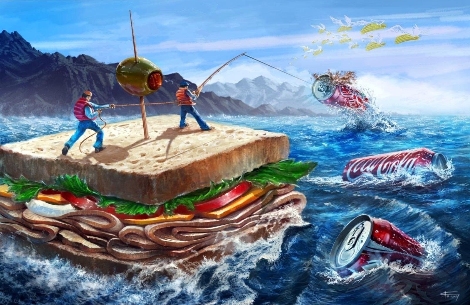A simple and delicious sandwich for fishing