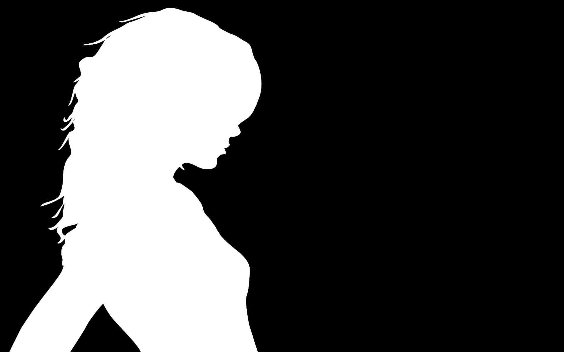 White silhouette of a girl on black
