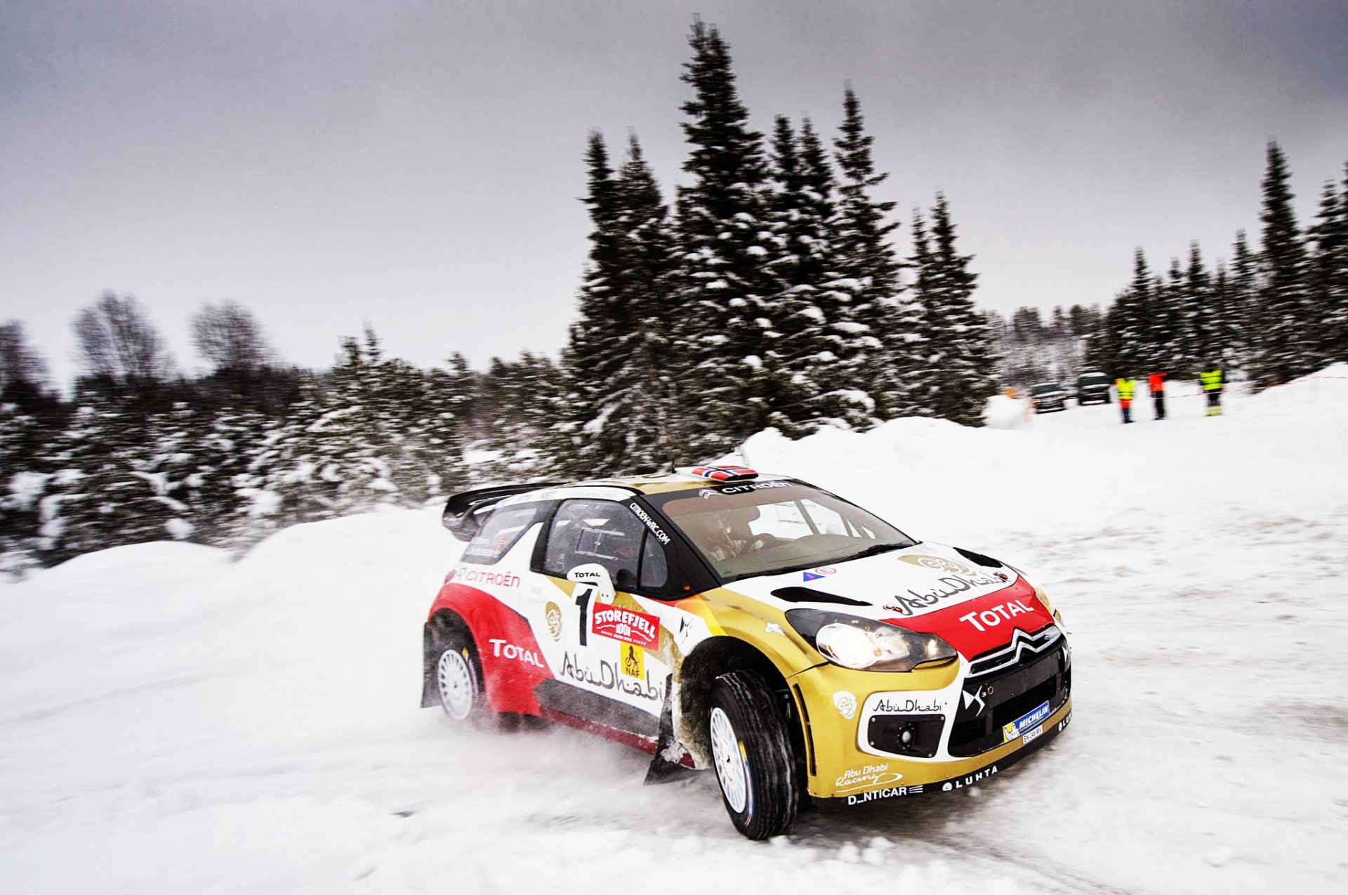 citroen ds3 wrc rally machine sports winter cool road rotation drift