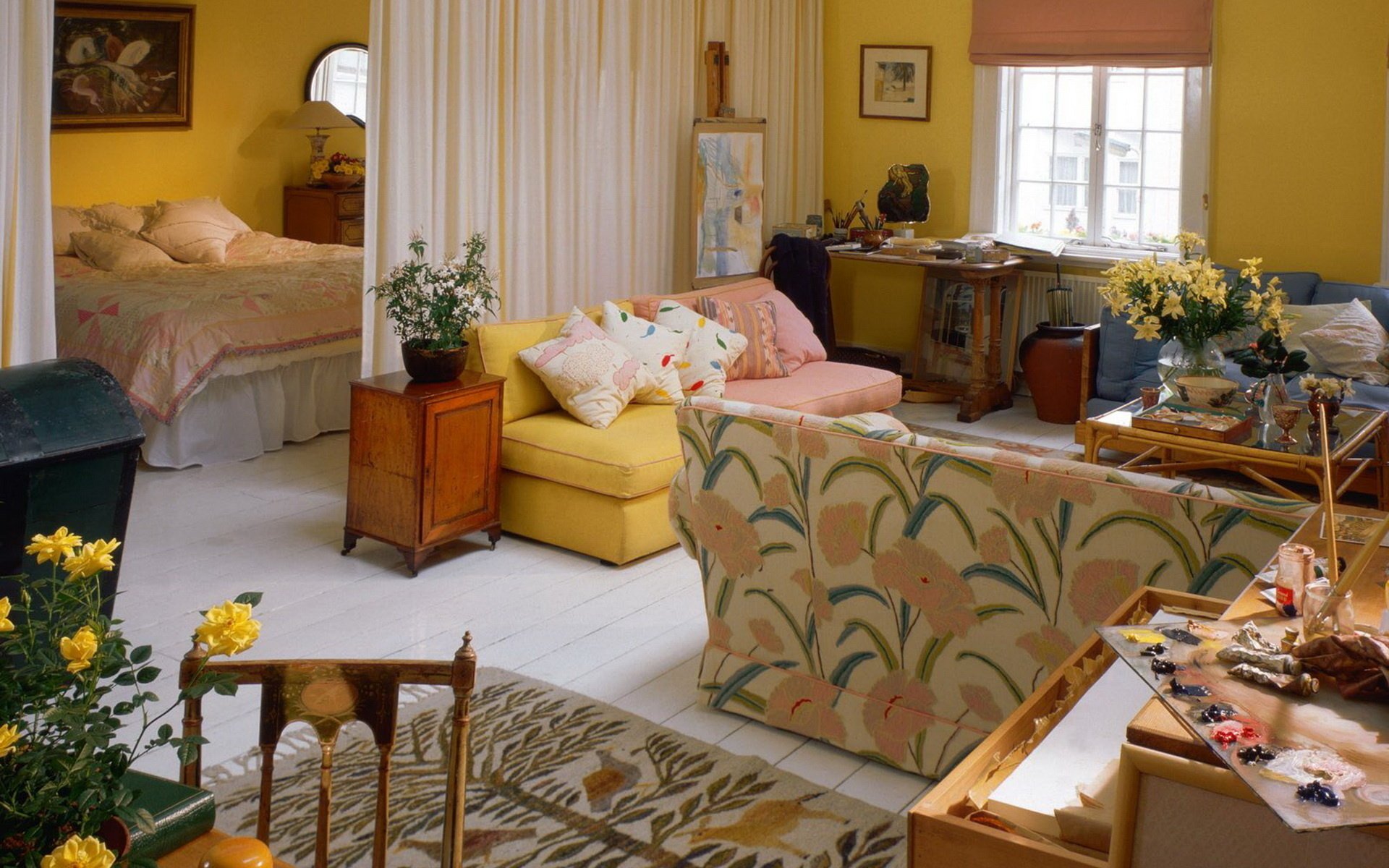 Interior cozy room with sofas