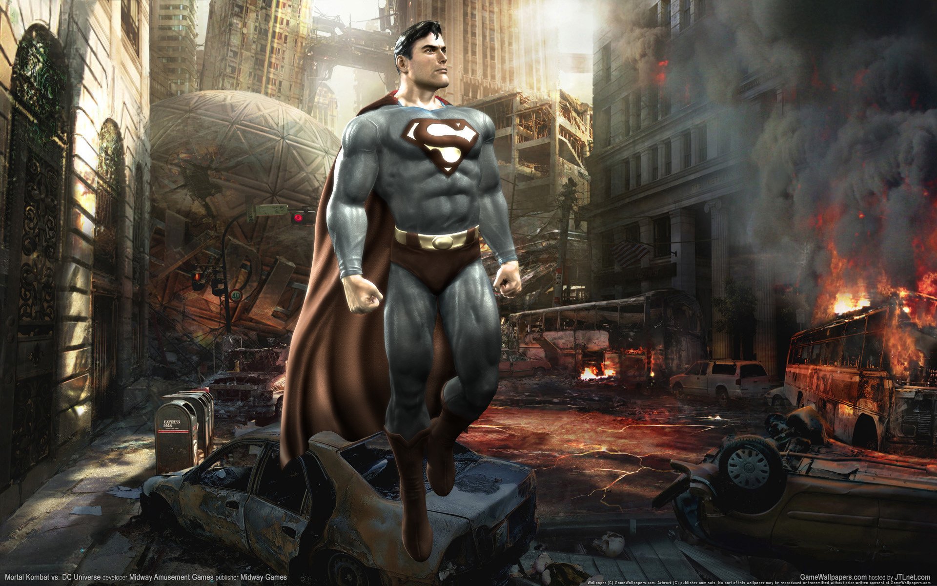 Superman amid urban chaos