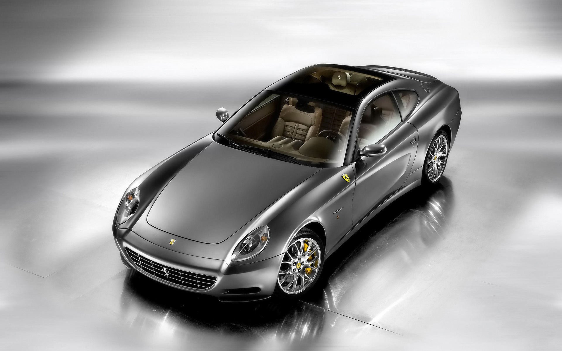 ferrari staglietti car machine sports car silver grey chrome top view hood