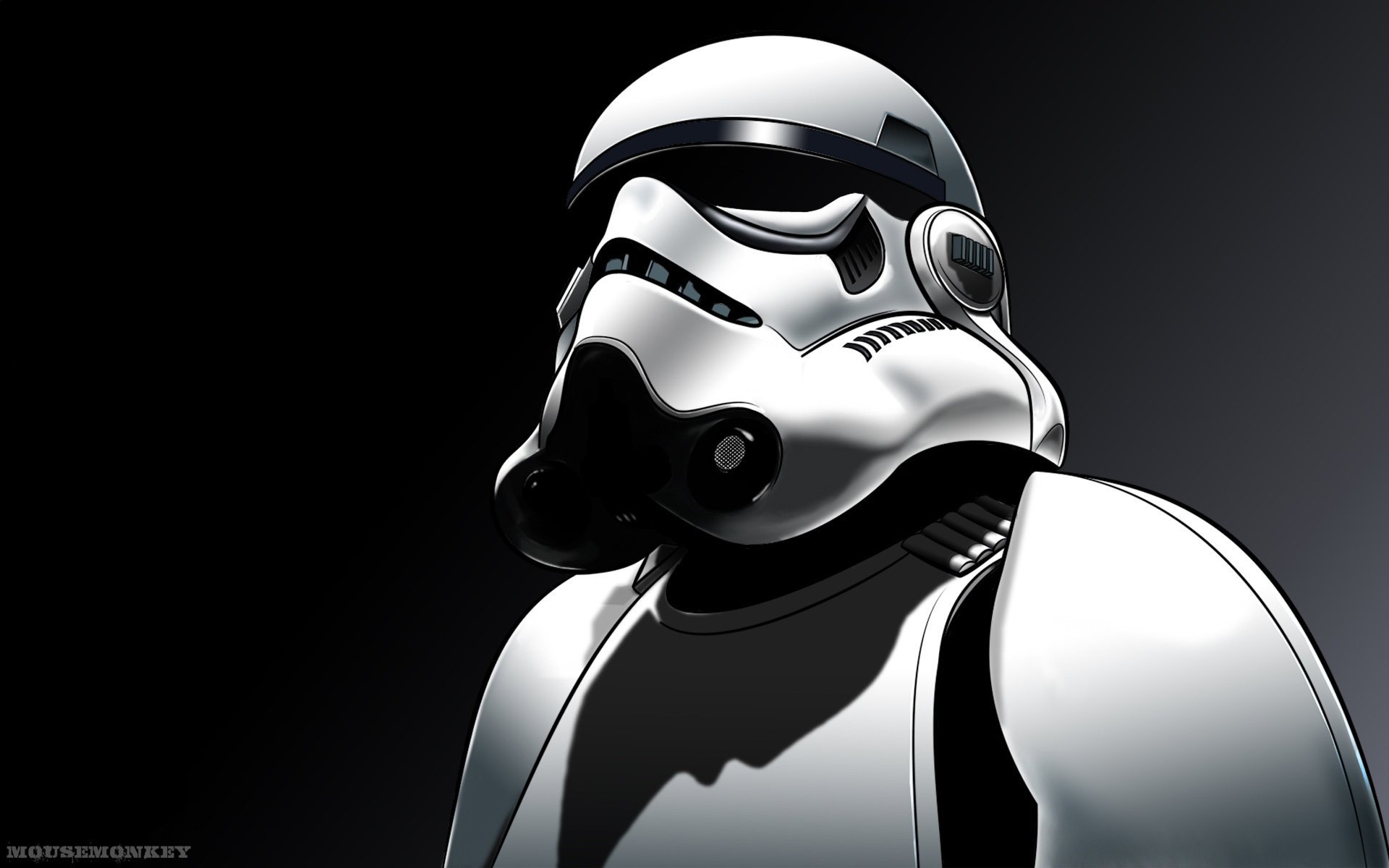 Stormtrooper from Star Wars black and white background