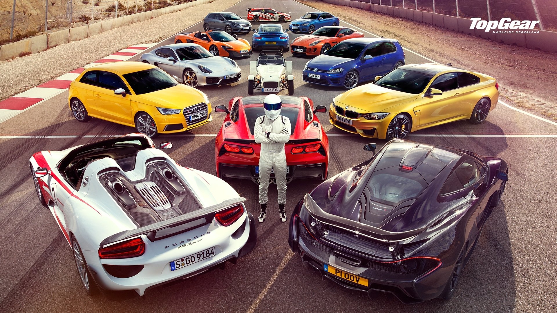 bmw m4 volkswagen golf porsche 918 mclaren p1 chevrolet corvette c7 jaguar f-type supercars stig top gear wallpaper