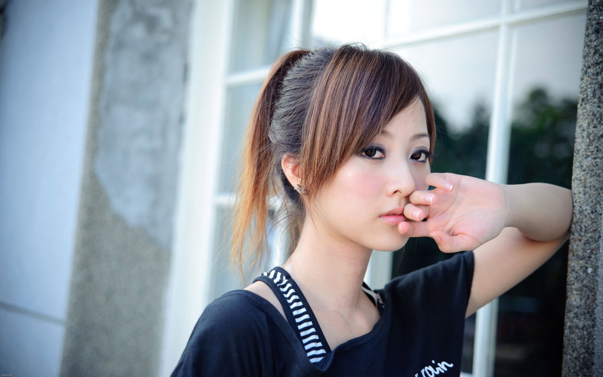 Charming eyes of a thoughtful Japanese woman
