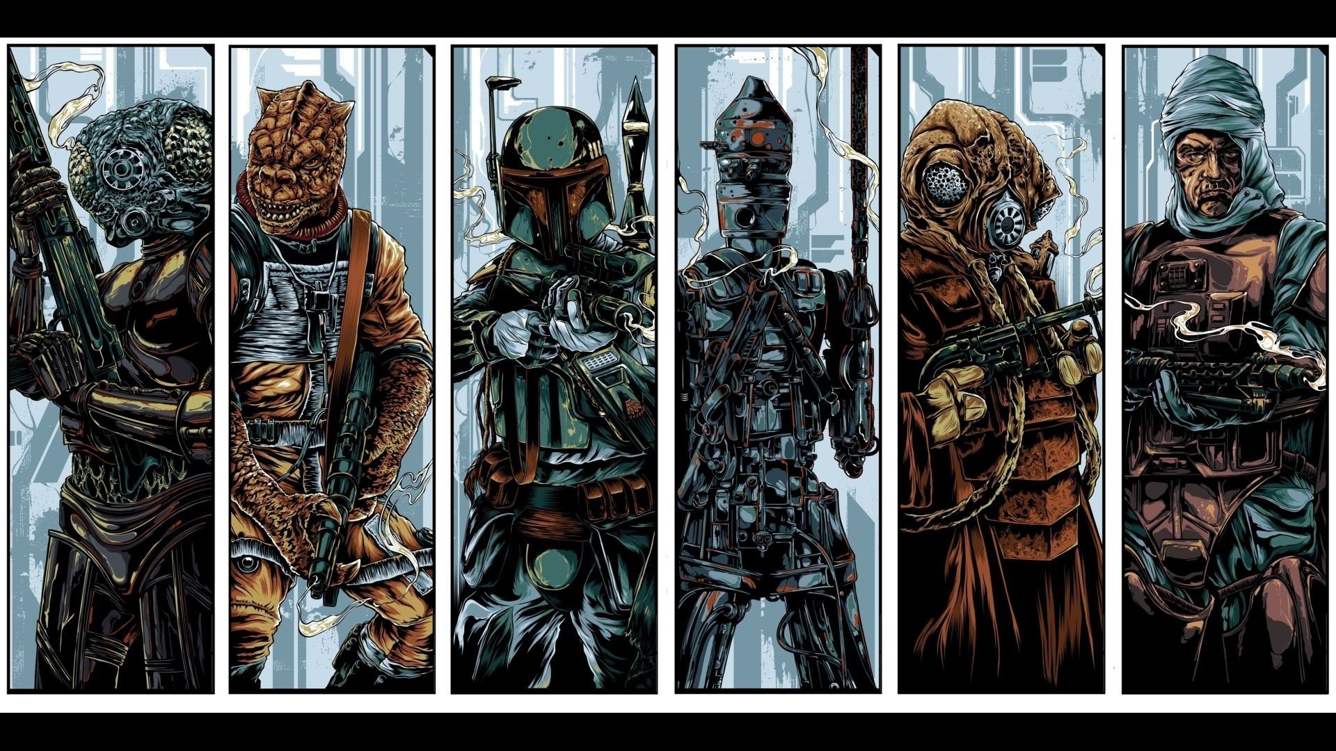 Six Bounty Hunters from Star Wars