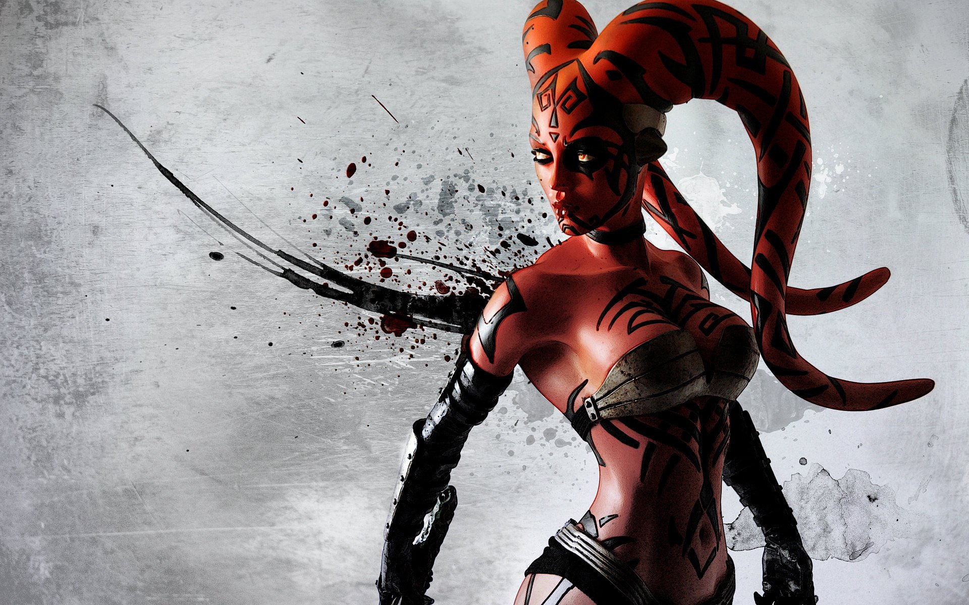 Female warrior with red horns