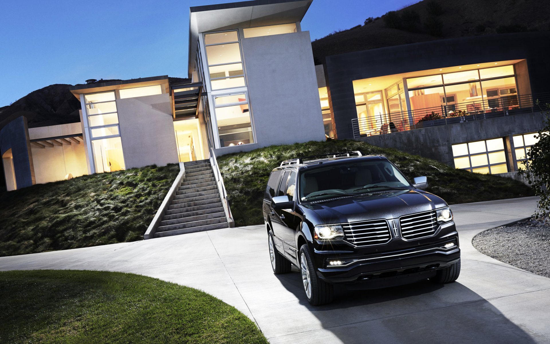 lincoln navigator car machine black suv house front jeep vehicles