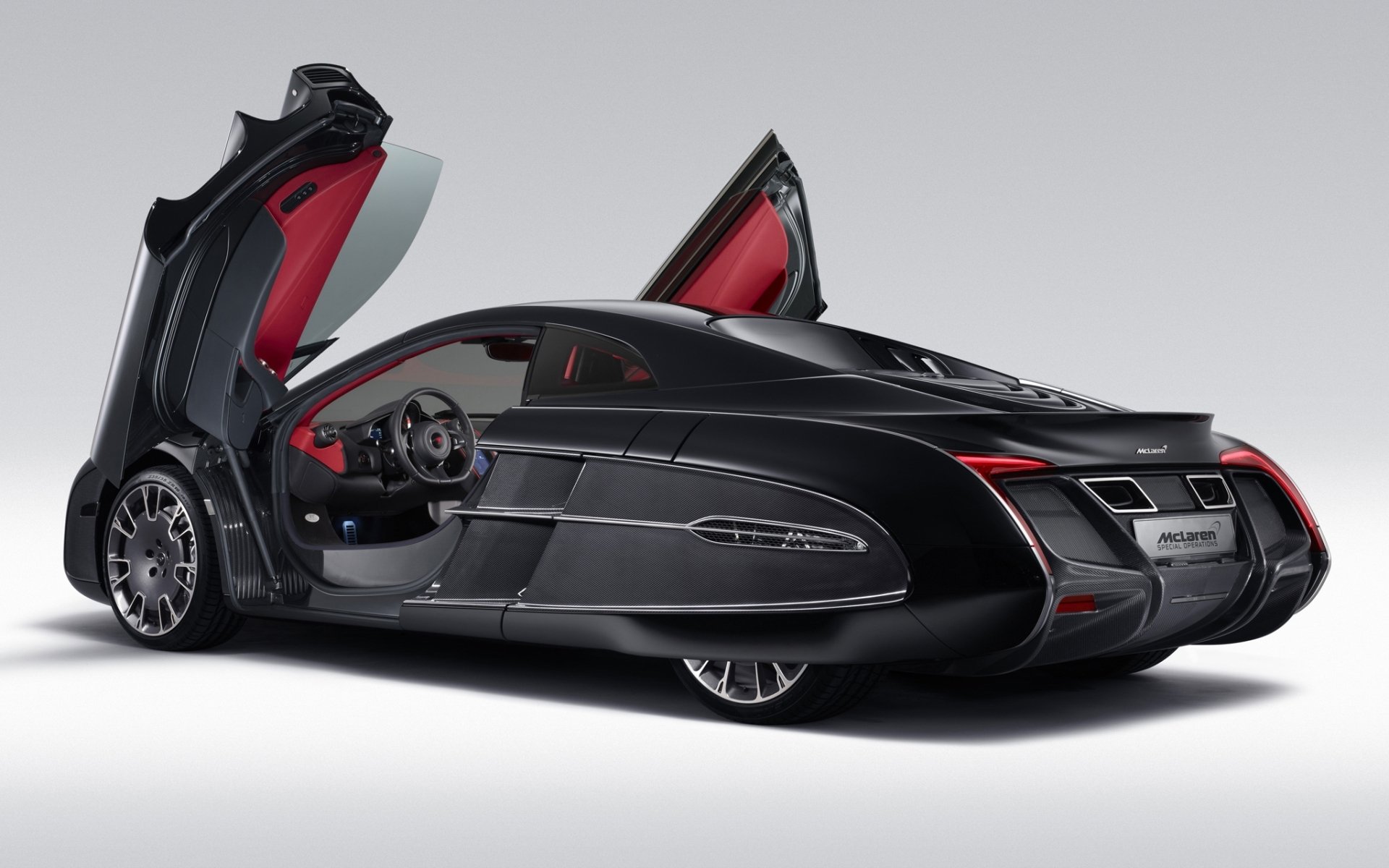 mclaren x- 1 concept supercar special order rear view doors background