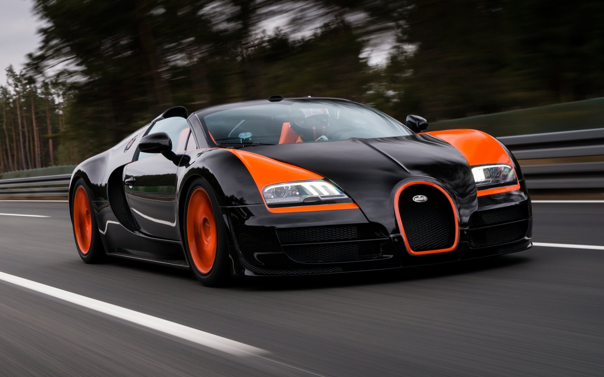 bugatti 16.4 veyron grand sport vitesse world record car edition supercar hypercar front forest background