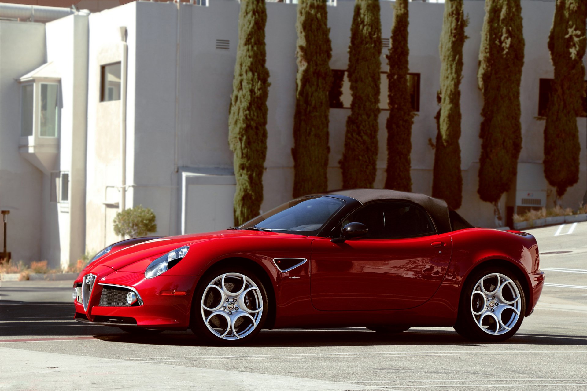 alfa romeo 8c spider red cabrio building tree alfa romeos convertible