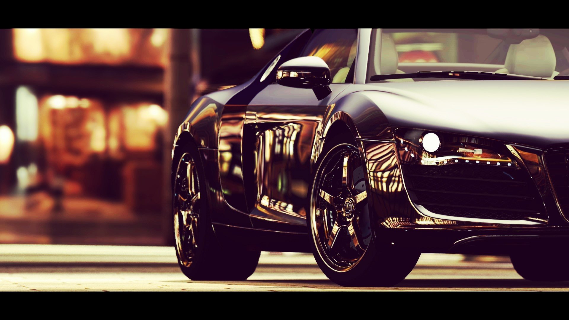 audi r8 black metallic street road angle wheel light town outdoors audi car machine vehicles view wheels lights city