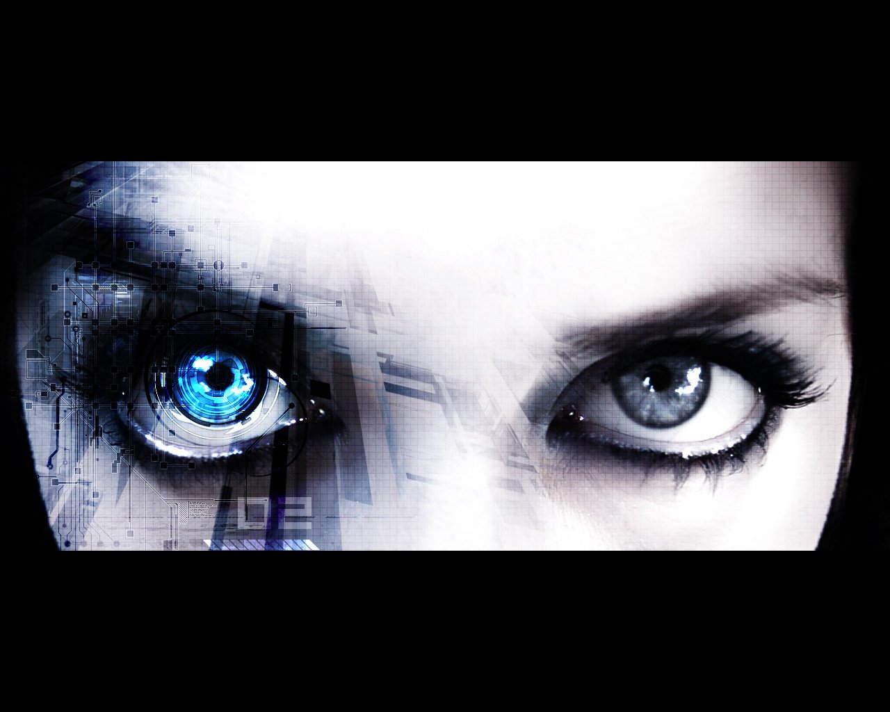 Girl. Cyber eye. Eyes. Cyborg. Android