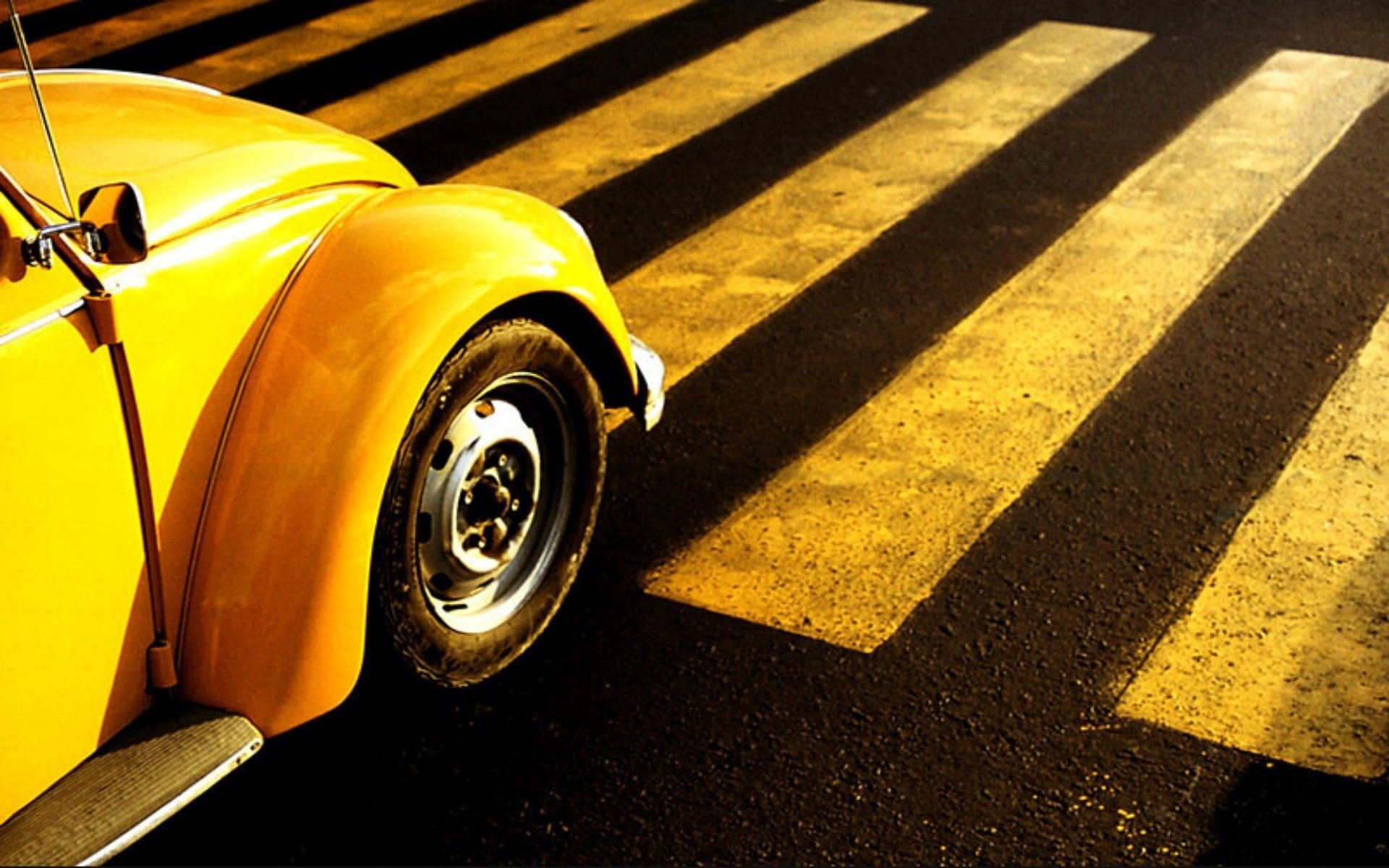 Yellow car on the road
