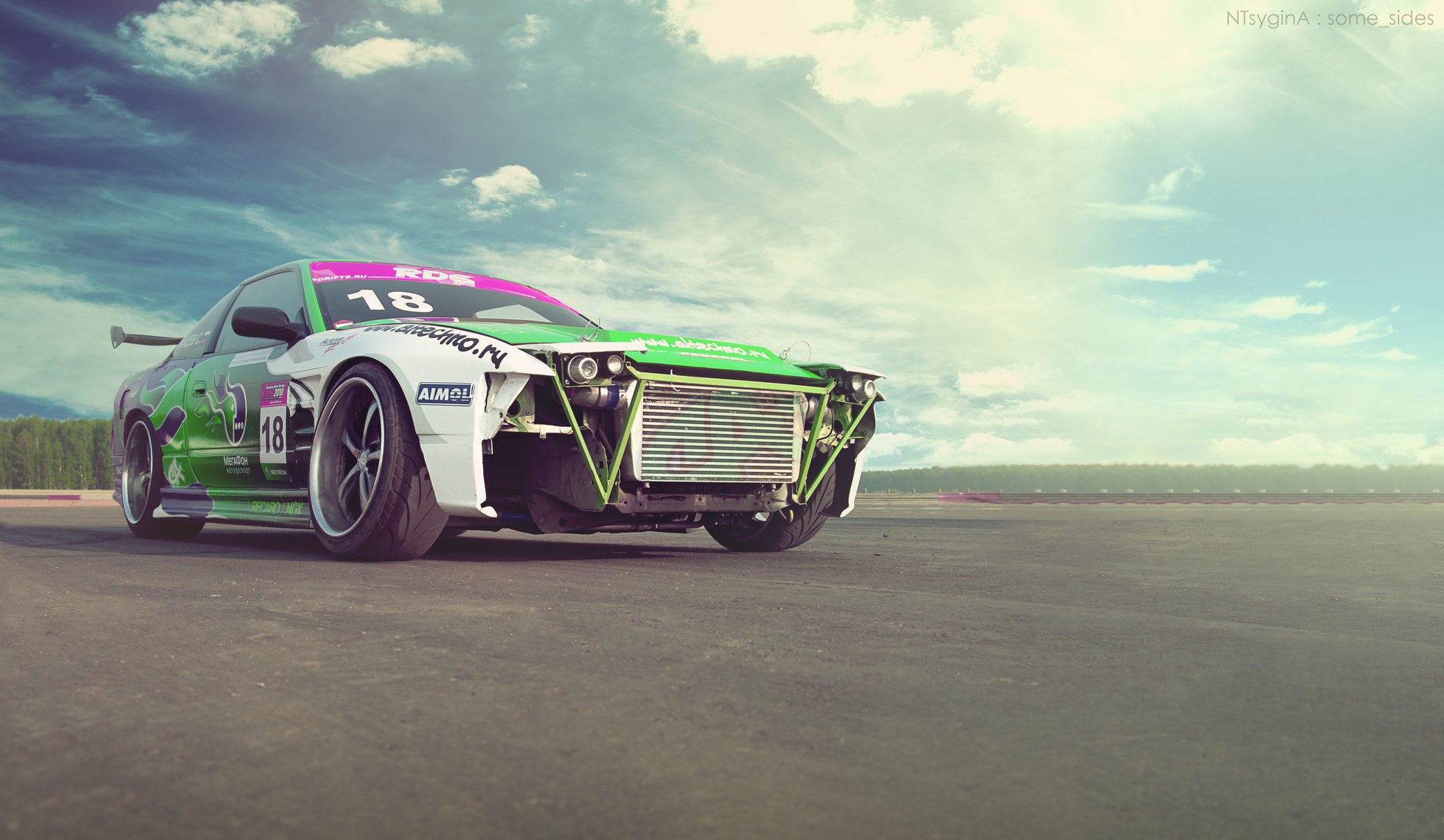 Green Sports Car Racing