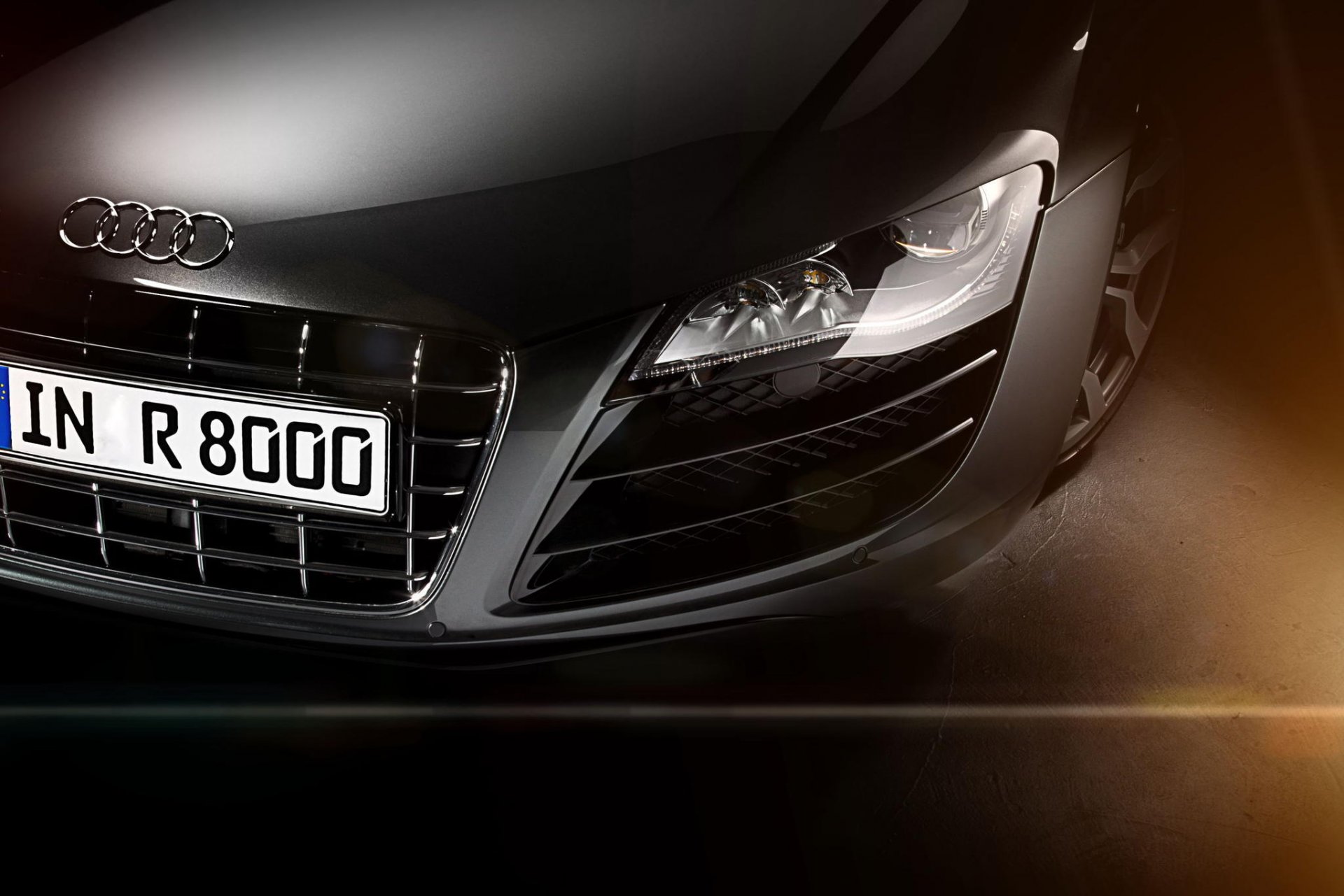 audi r8 silvery front silver to light radiator grille highlight