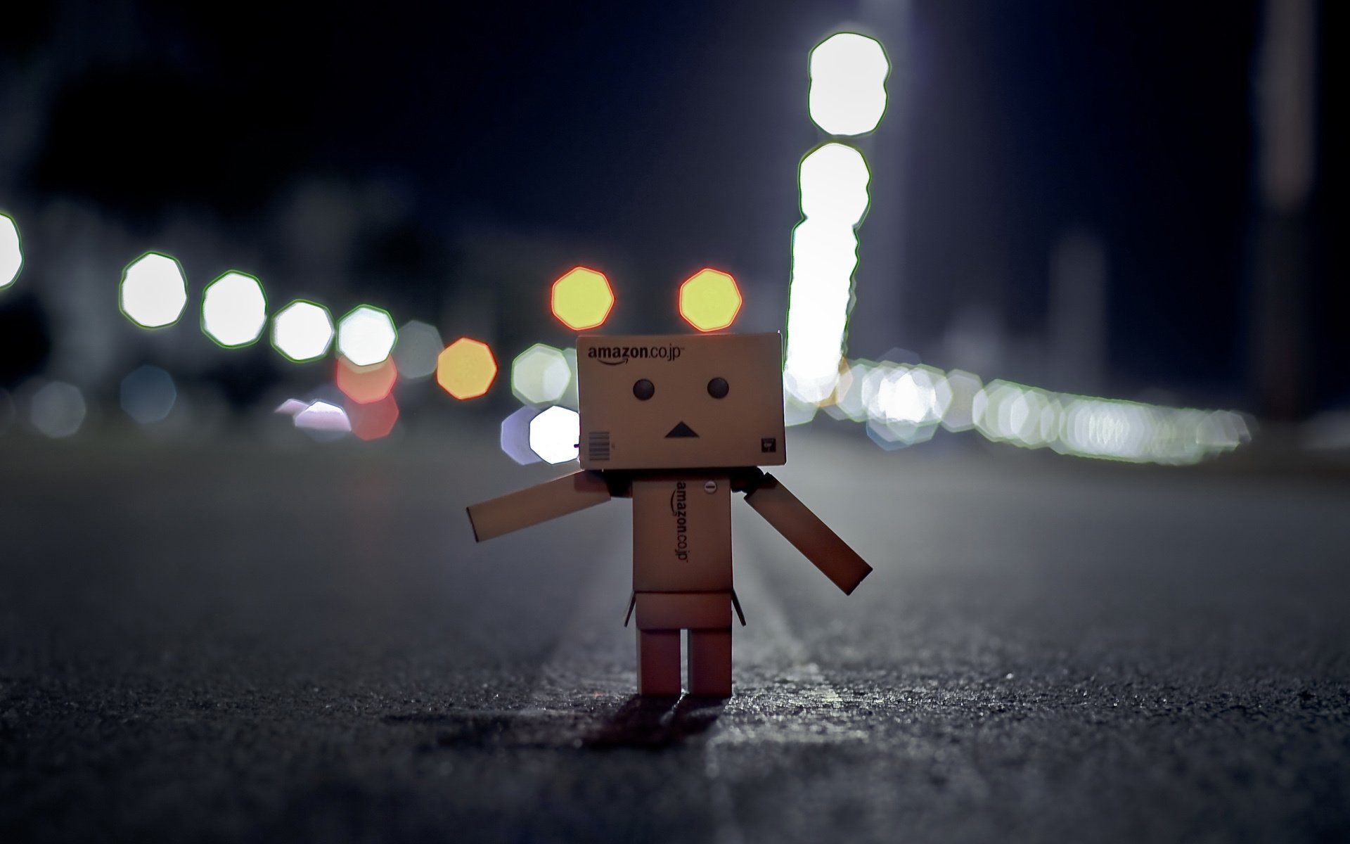 A cardboard man is standing on the road