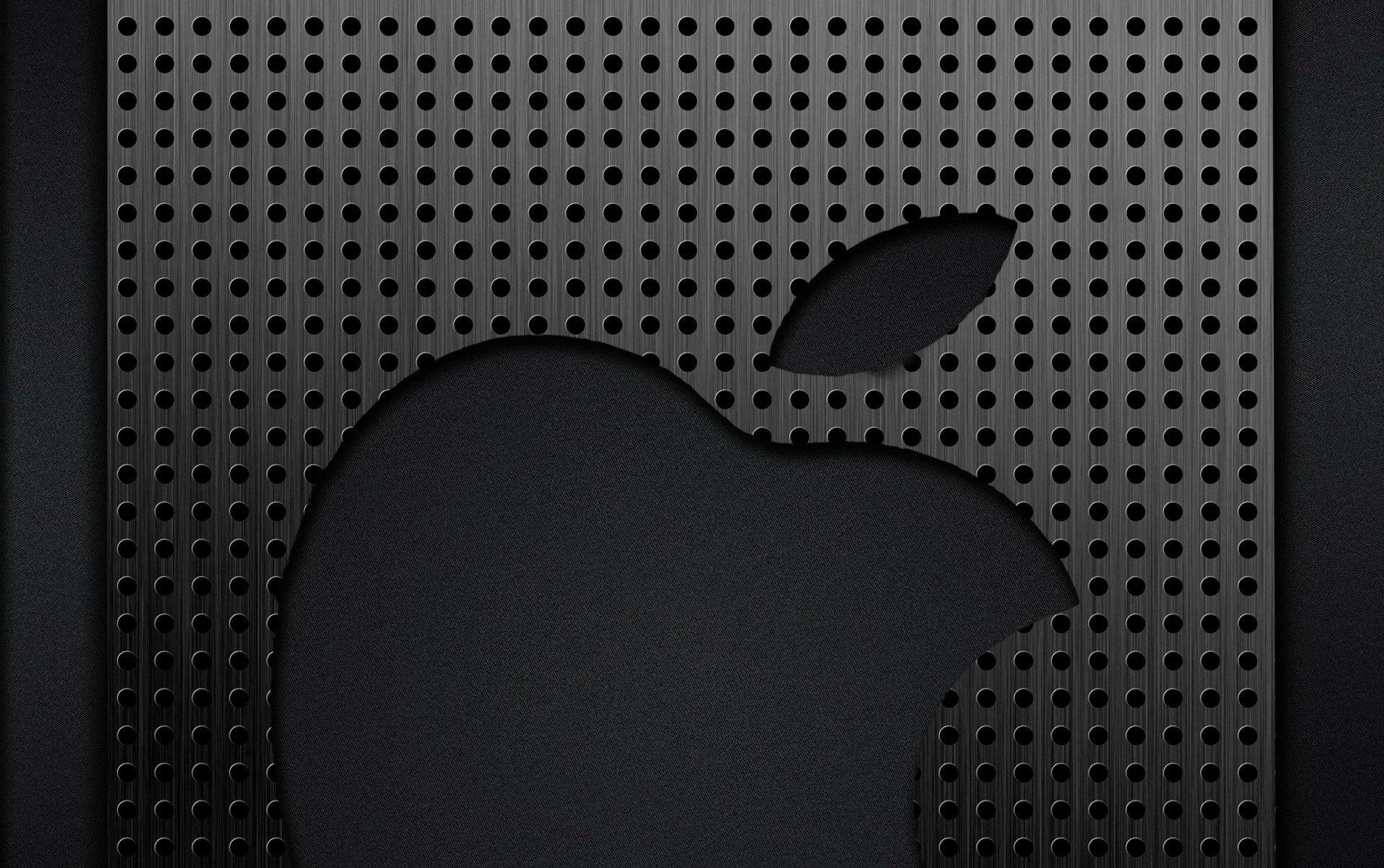 apple metal grey chrome logo grille cell holes