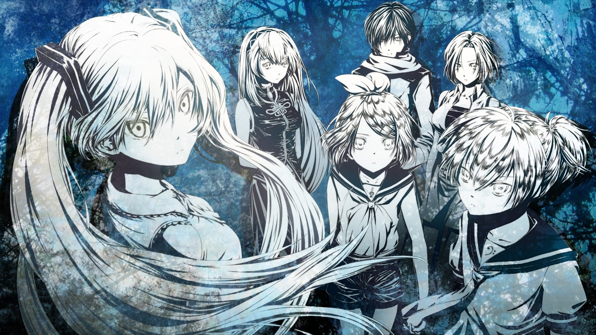 short hair kagamine len kagamine rin long hair kaito meiko twintails white dress hatsune miku megurine luka