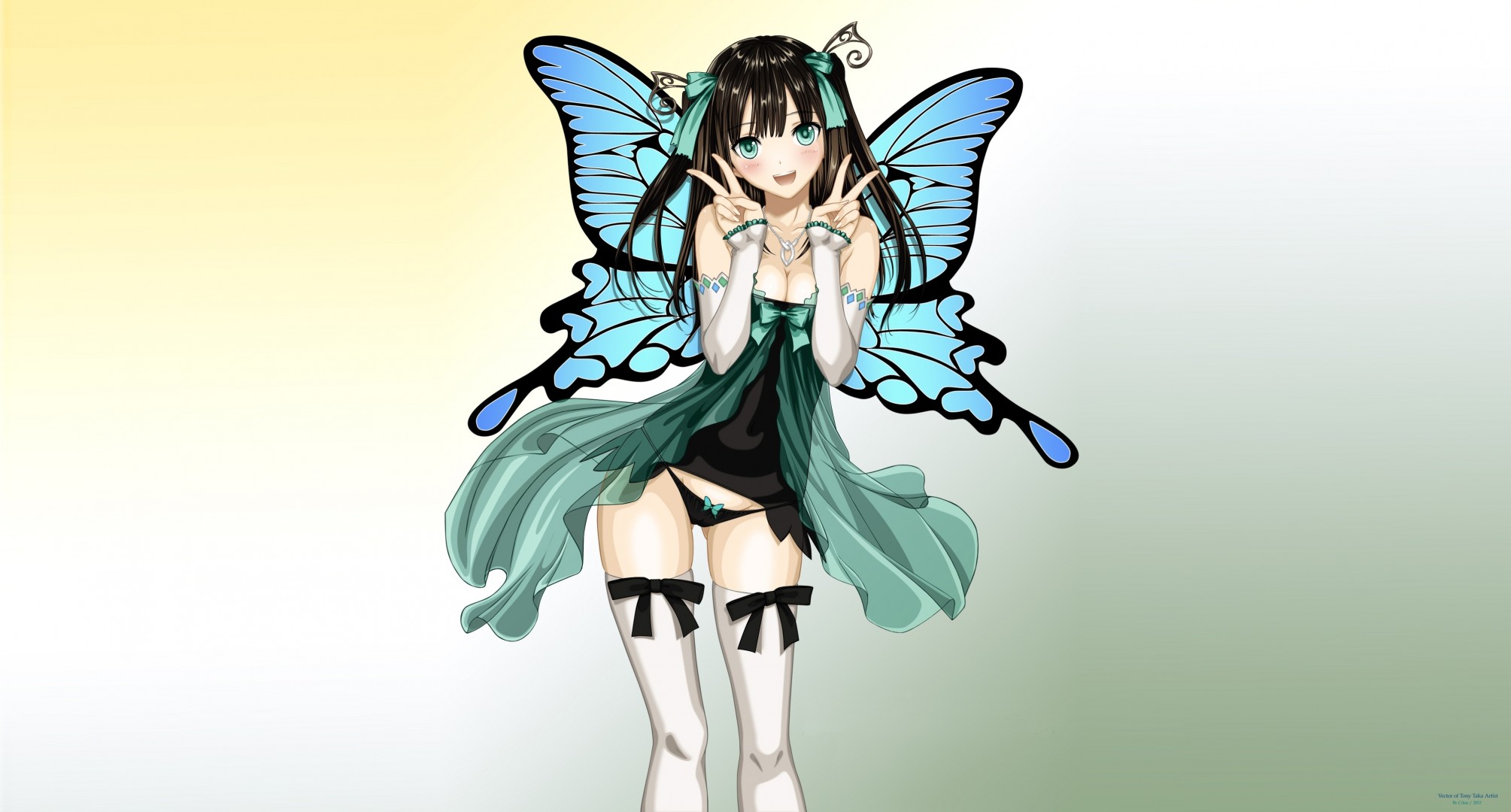 light black hair torment long hair underwear shorts wings thighhighs