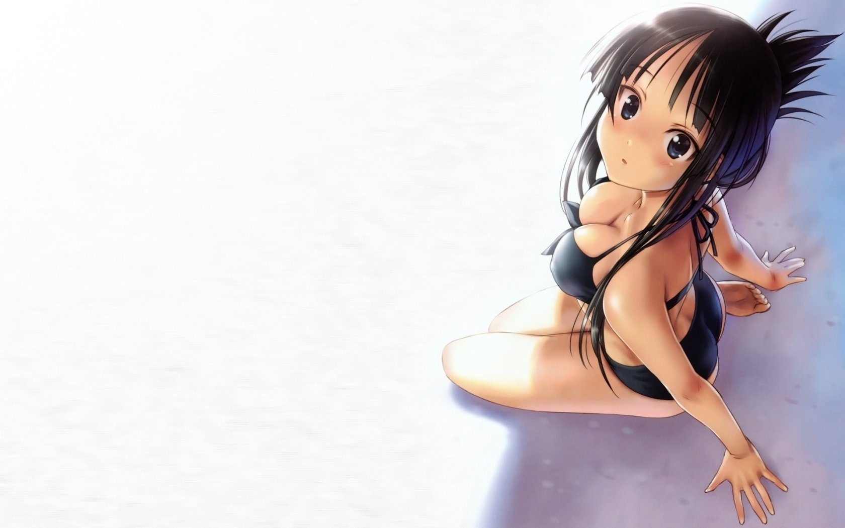 Anime art girl in a swimsuit