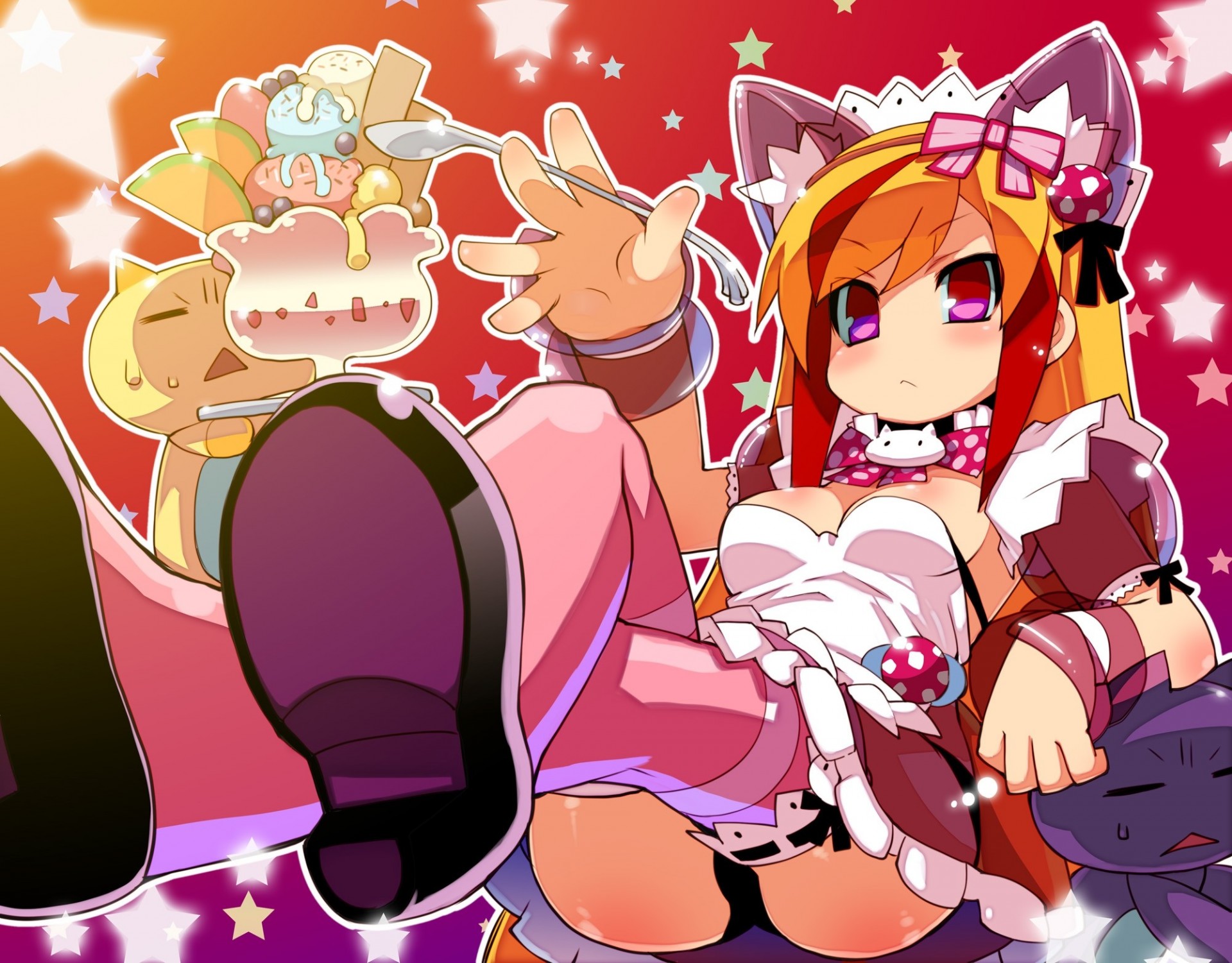ice cream cat animals underwear catgirl shorts animal ears thighhighs