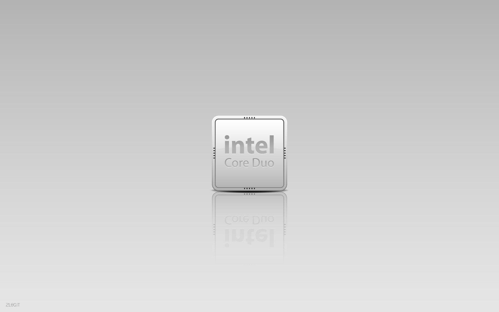 On a gray background, a gray intel processor icon